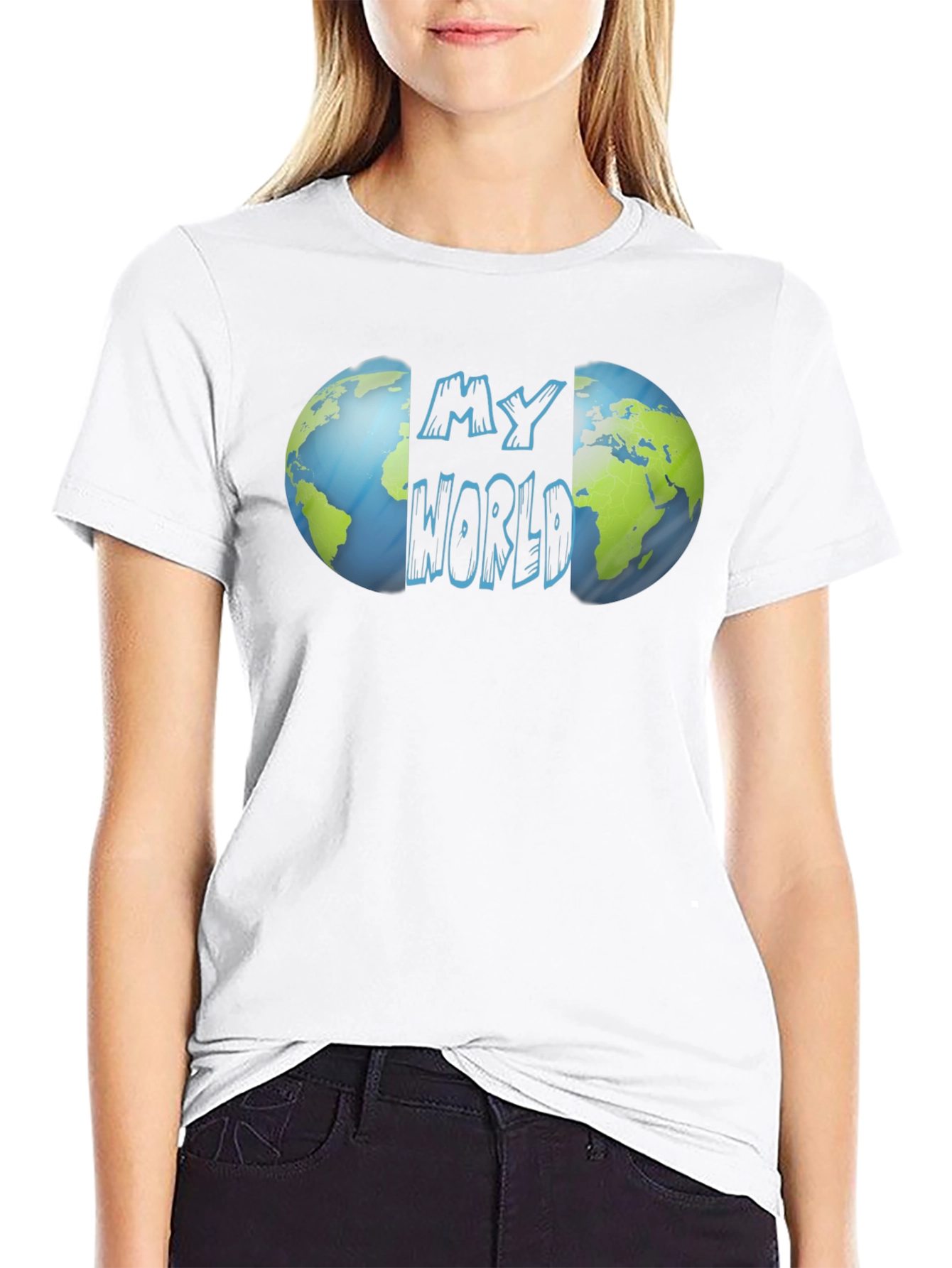 My World Graphic Print T-Shirt - Globe Design