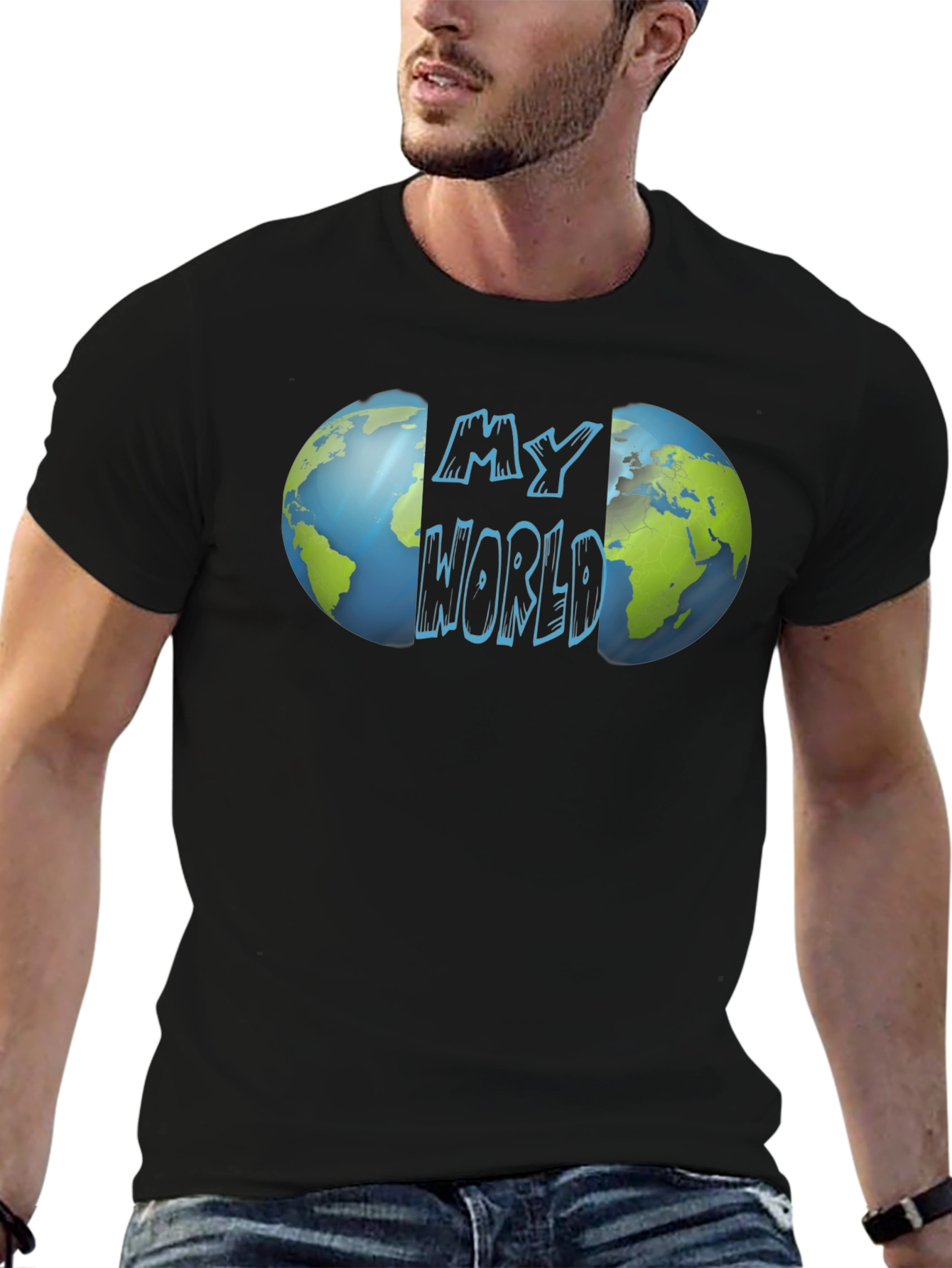 My World Graphic Print T-Shirt - Globe Design