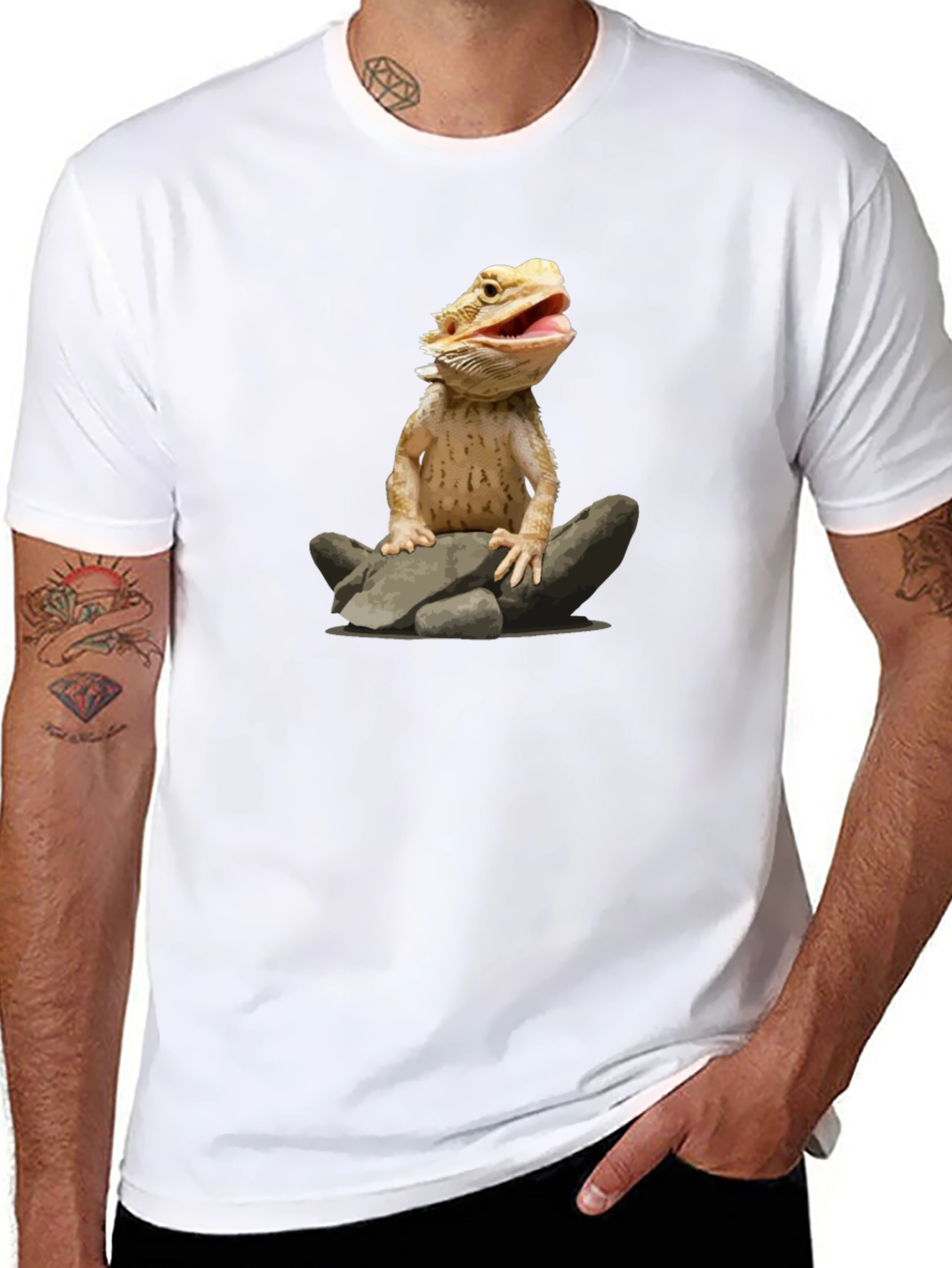 Bearded Dragon on Rocks Graphic T-Shirt