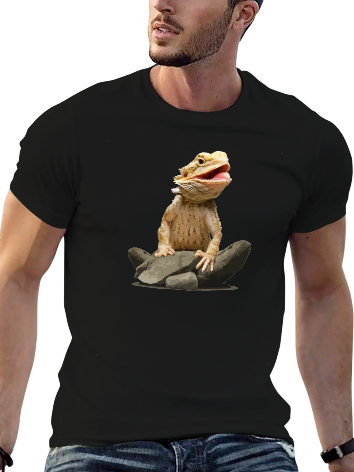 Bearded Dragon on Rocks Graphic T-Shirt