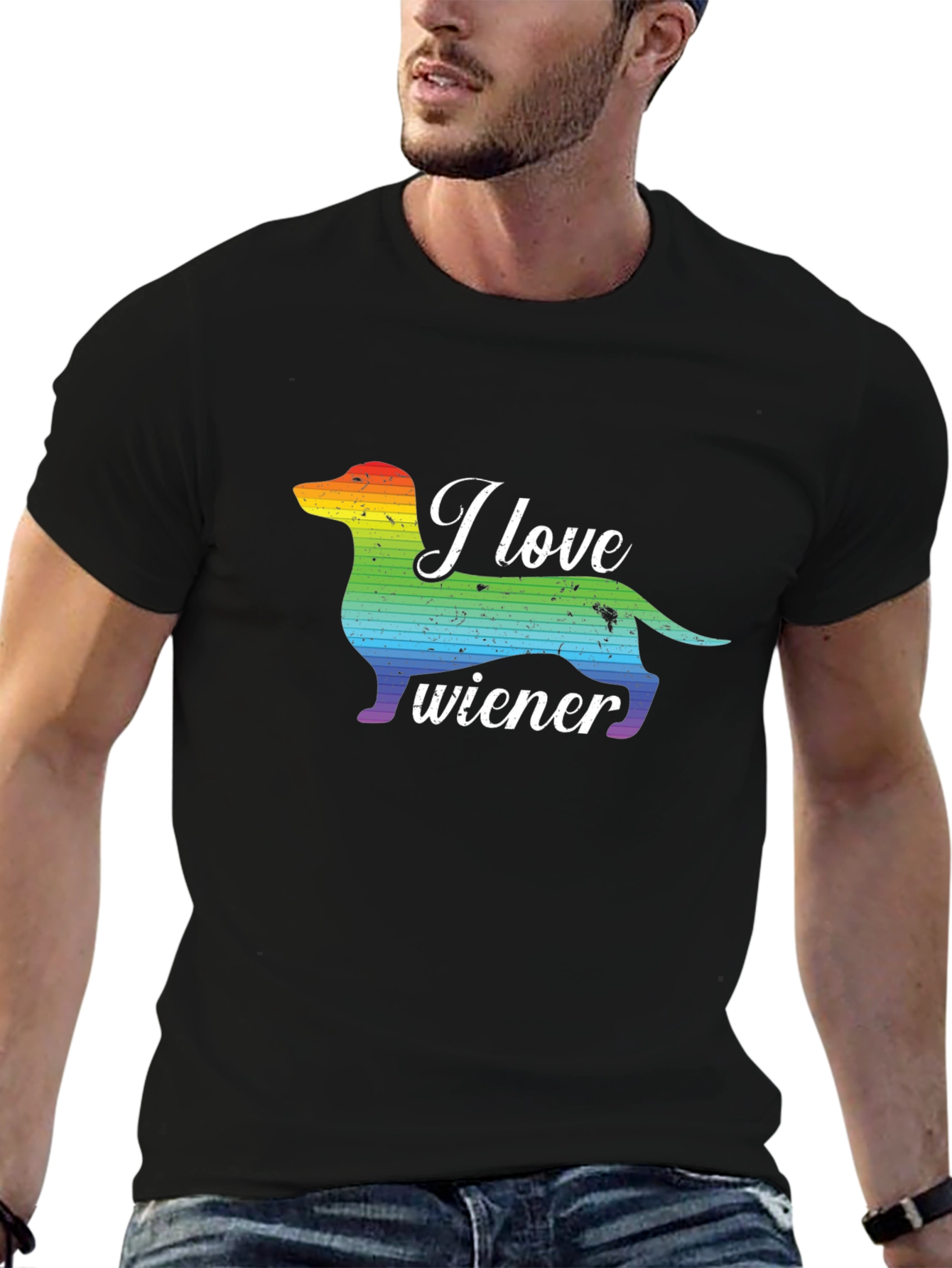 I Love Wiener Dog Rainbow Pride Tee