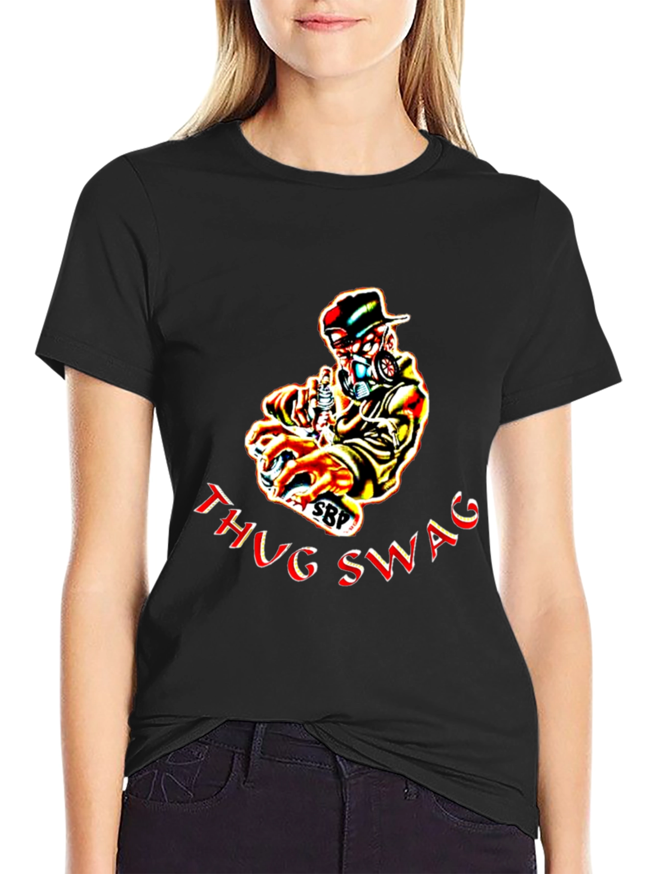 Thug Swag Black Graphic T-Shirt