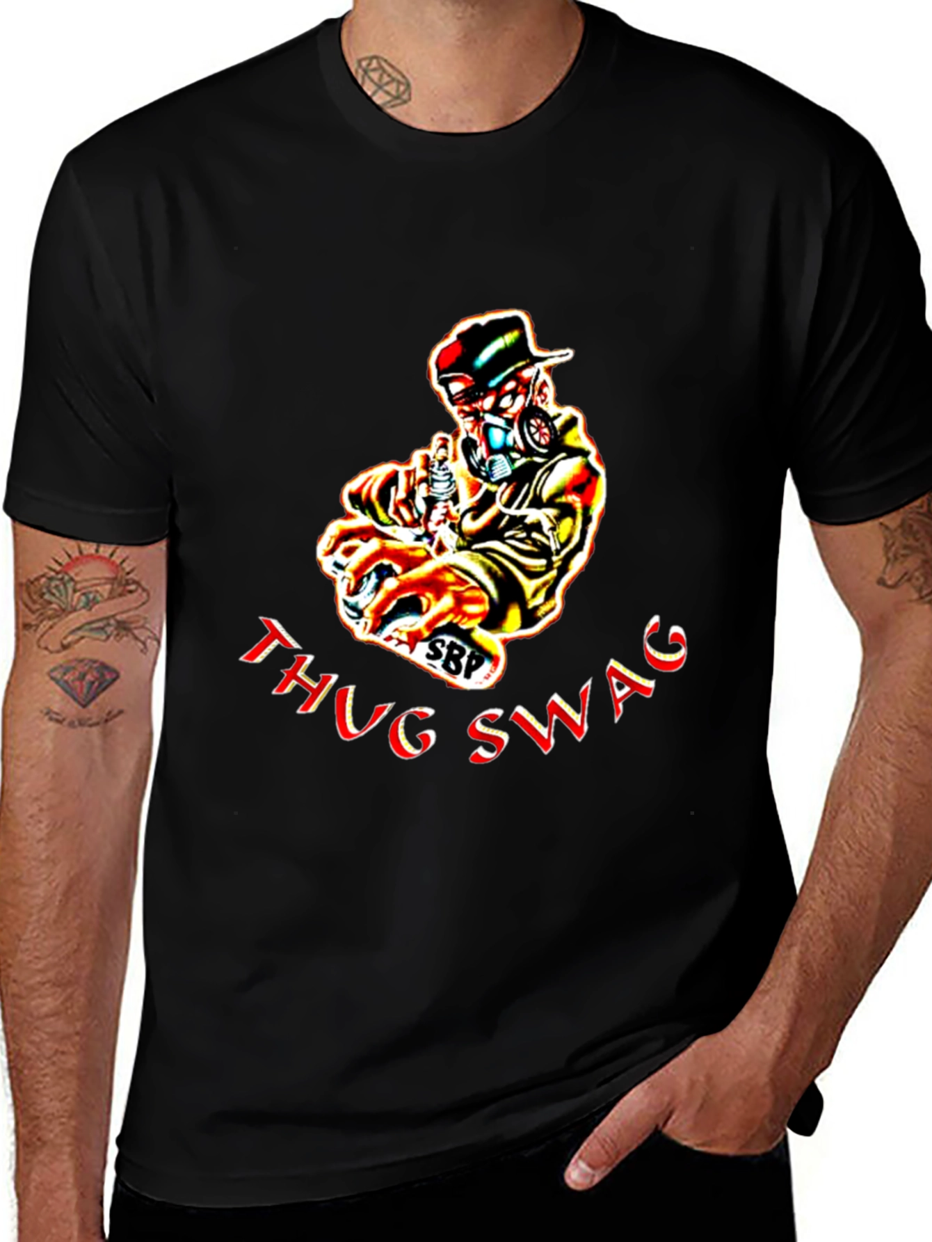 Thug Swag Black Graphic T-Shirt