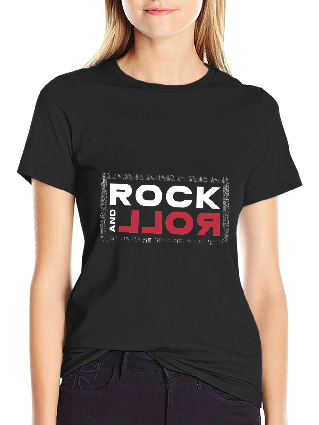 Rock and Roll Graphic Print Black T-Shirt
