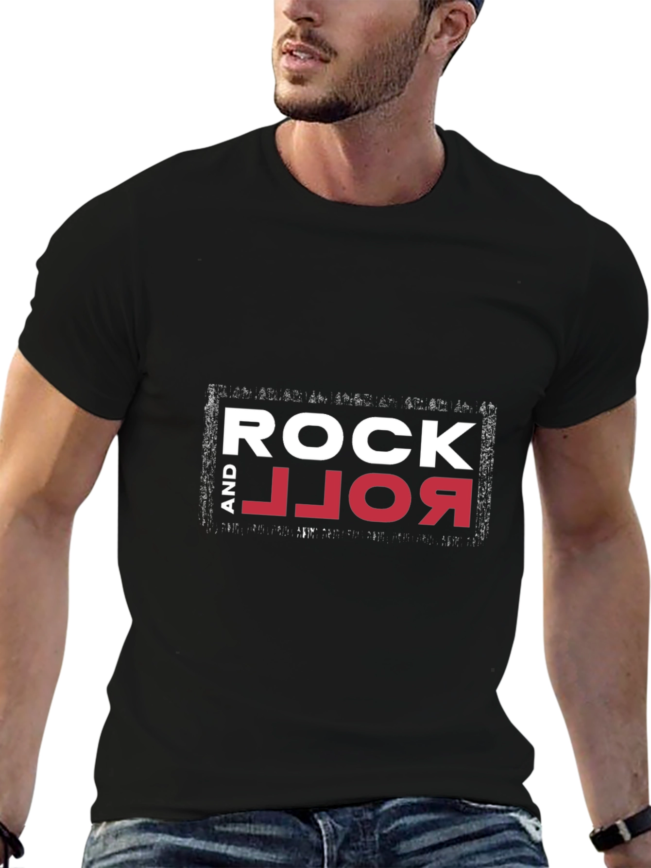 Rock and Roll Graphic Print Black T-Shirt