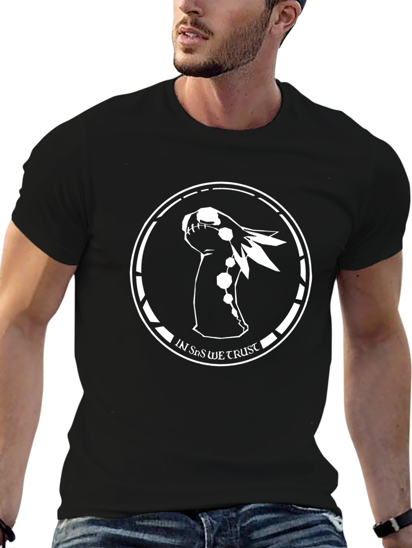 In Sns We Trust Black Graphic Tee