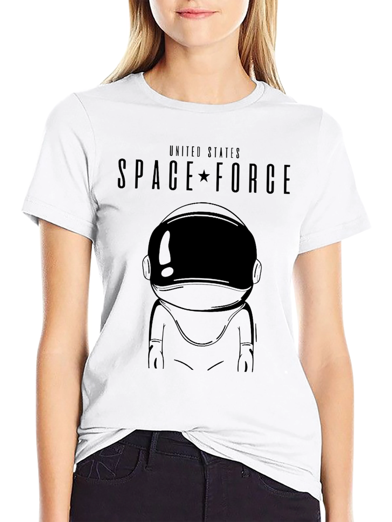 Space Force Astronaut Graphic Black T-Shirt