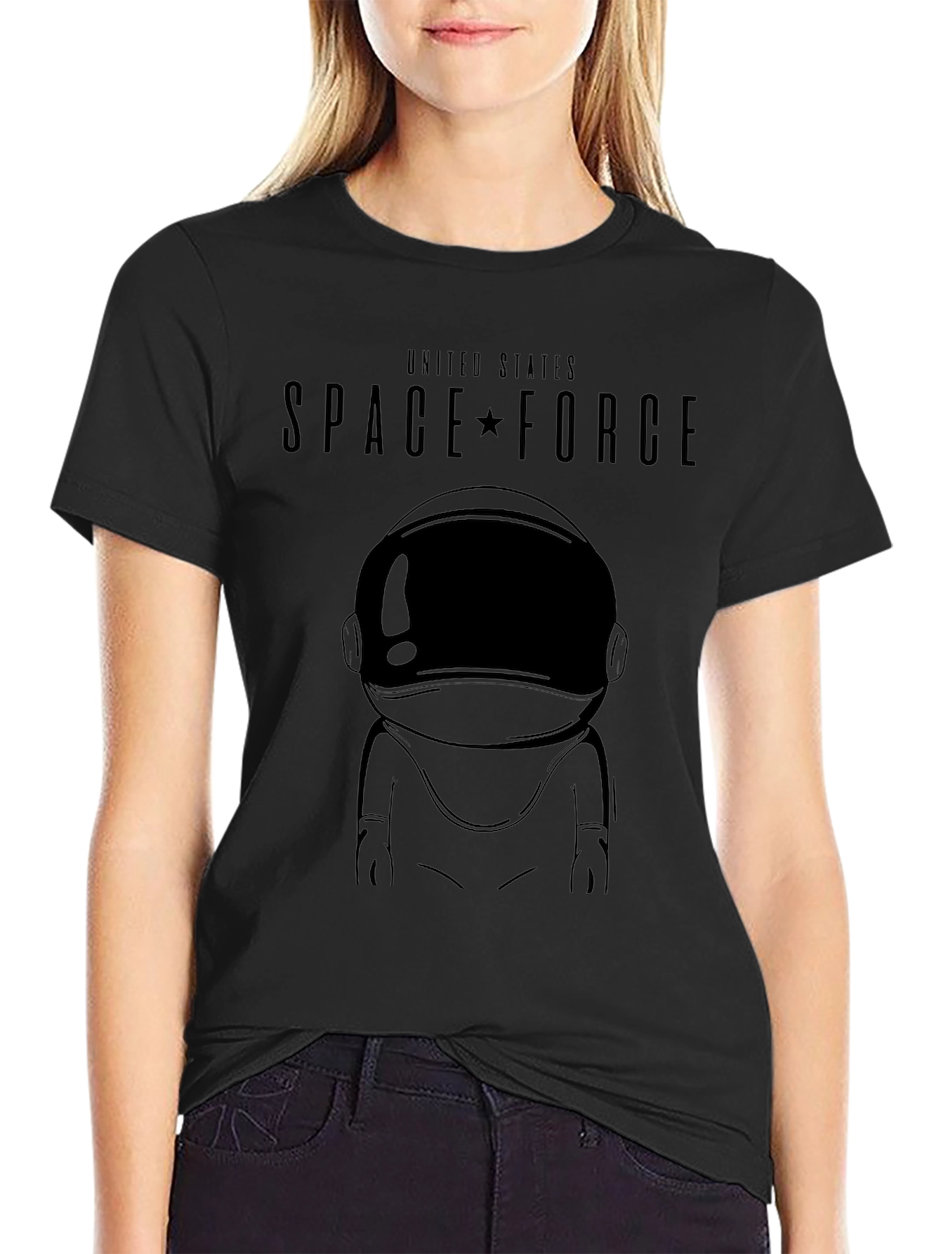 Space Force Astronaut Graphic Black T-Shirt