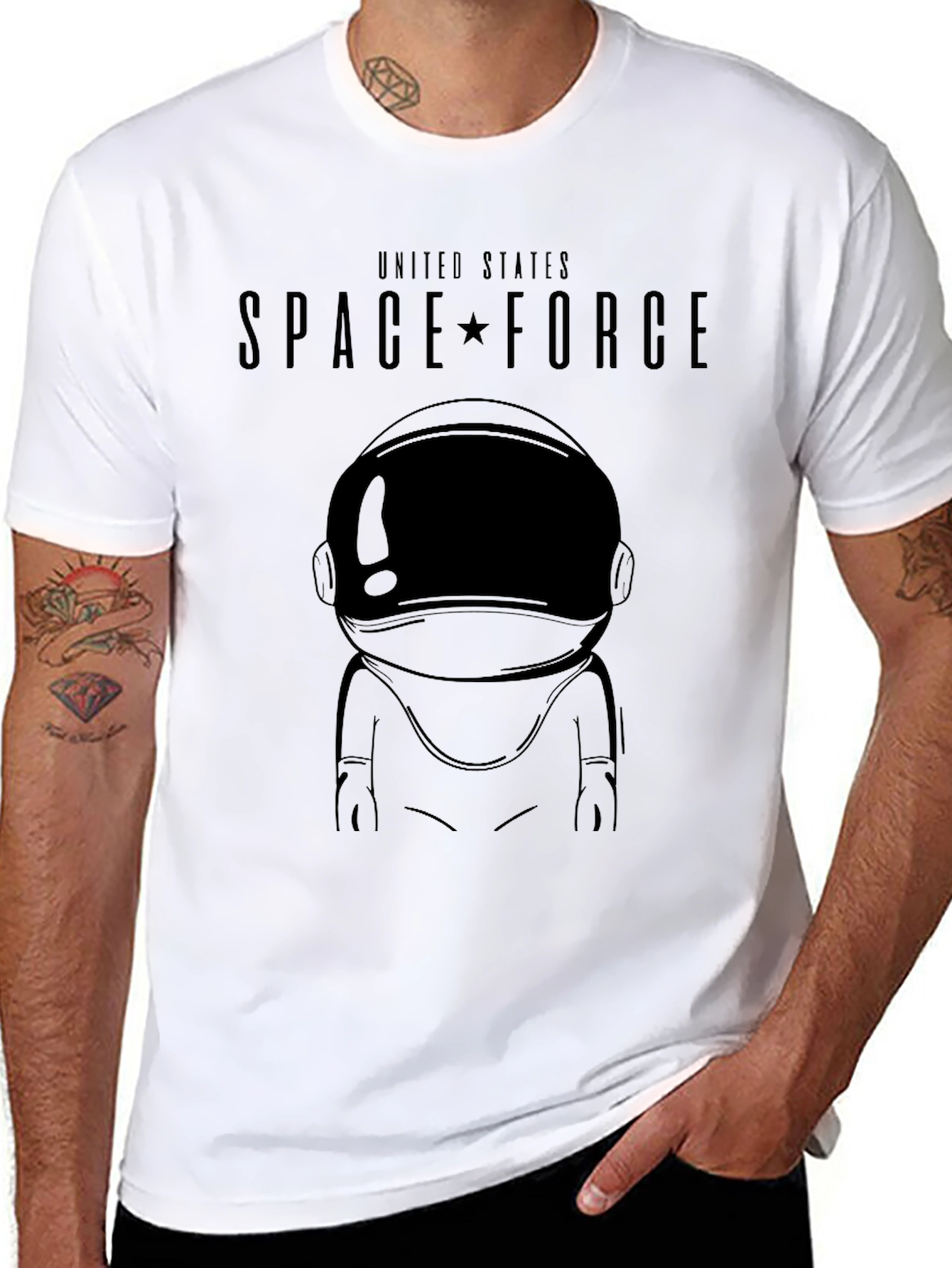 Space Force Astronaut Graphic Black T-Shirt