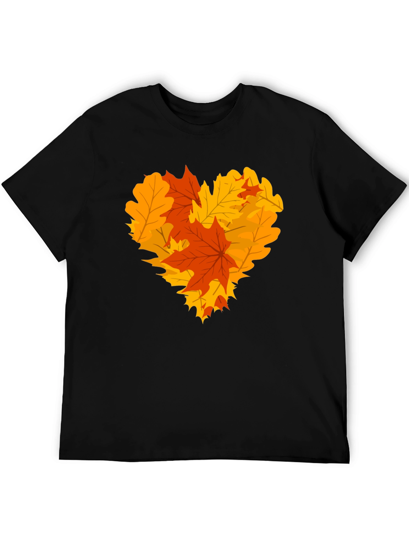 Autumn Leaves Heart Graphic T-Shirt - Fall Fashion