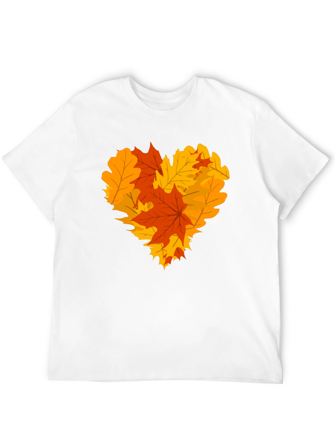 Autumn Leaves Heart Graphic T-Shirt - Fall Fashion