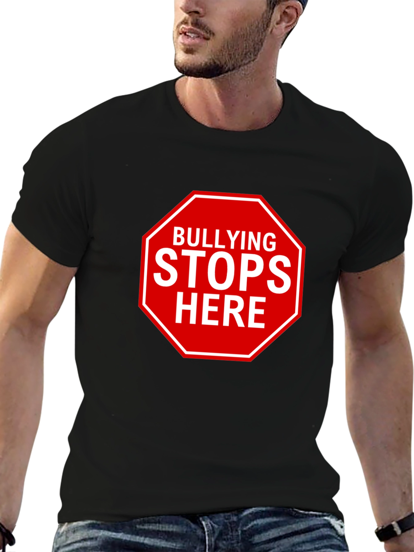 Bullying Stops Here Black T-Shirt - Stand Against Bullying!