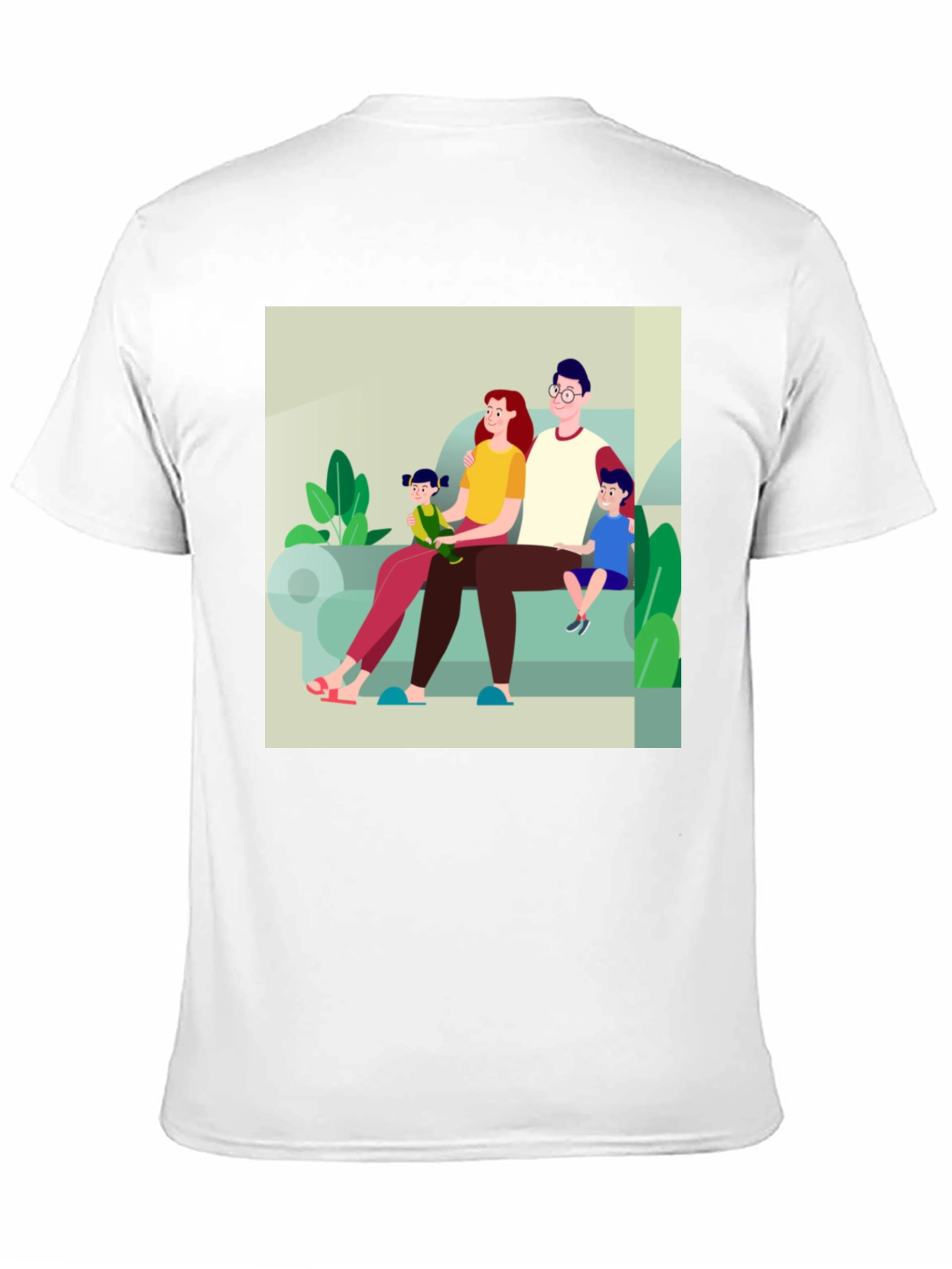 Family Cartoon Print Black T-Shirt
