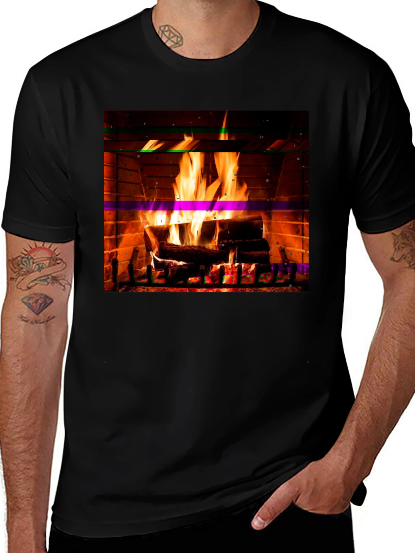 Cozy Fireplace Graphic T-Shirt