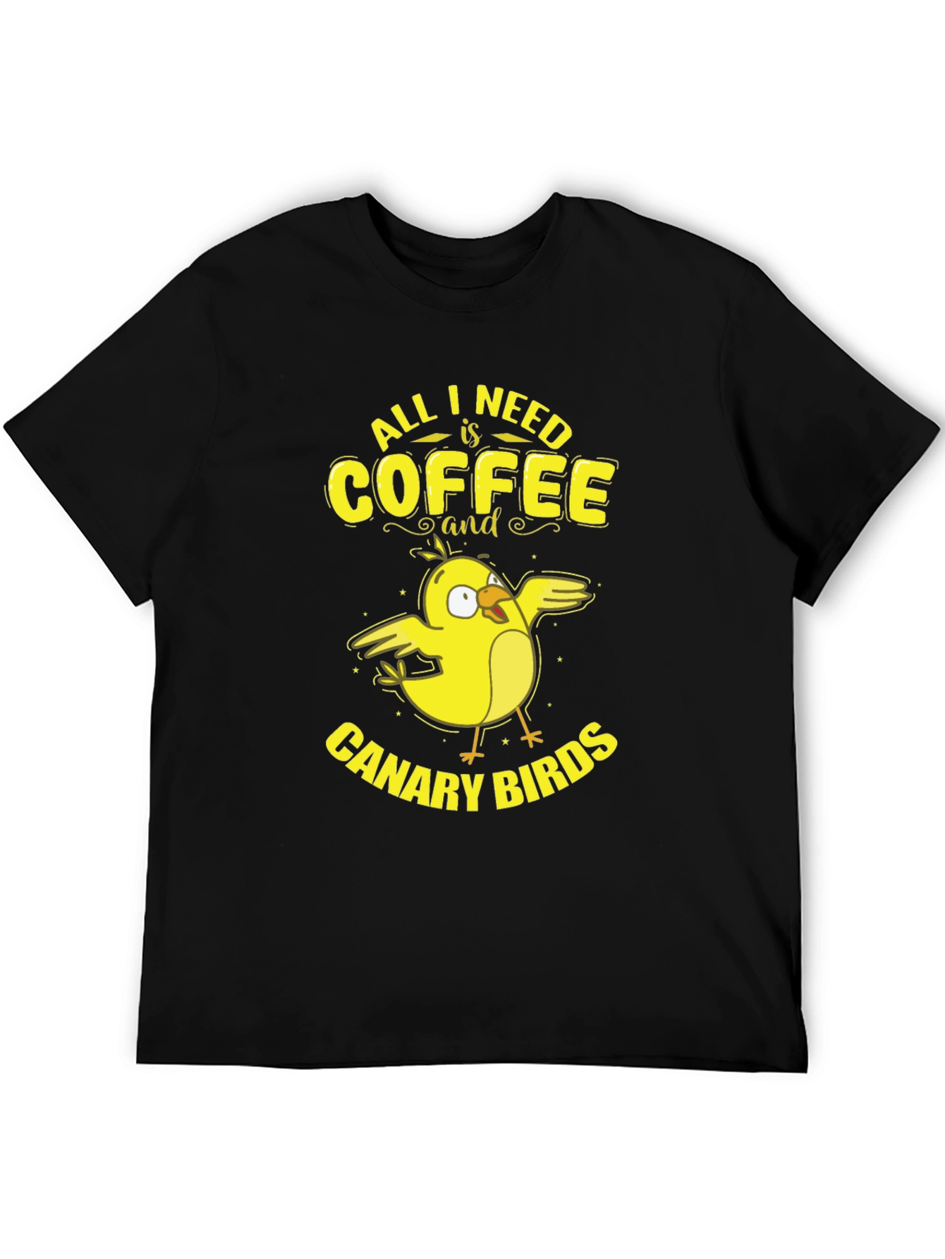 Coffee and Canary Birds Graphic T-Shirt