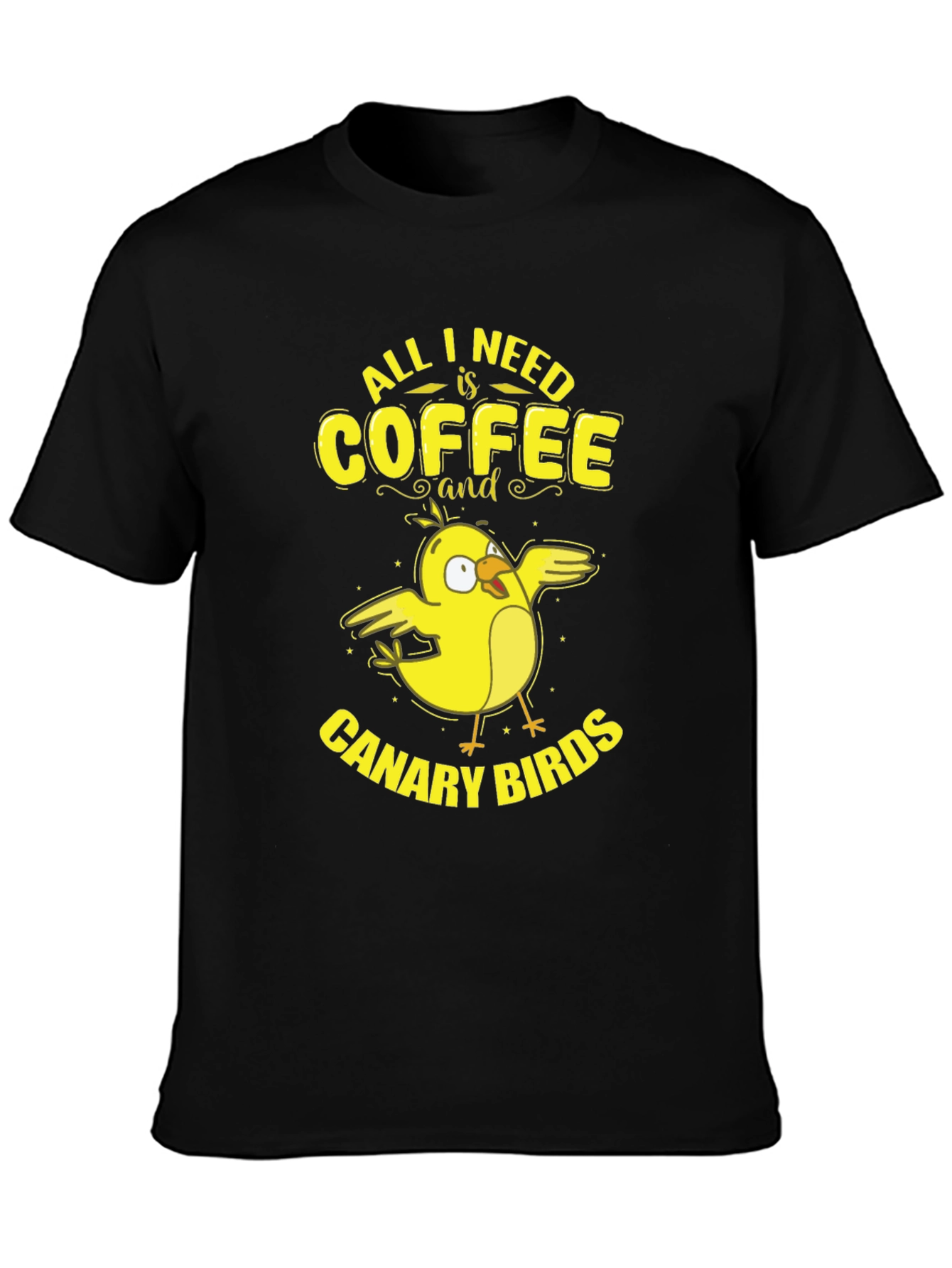 Coffee and Canary Birds Graphic T-Shirt