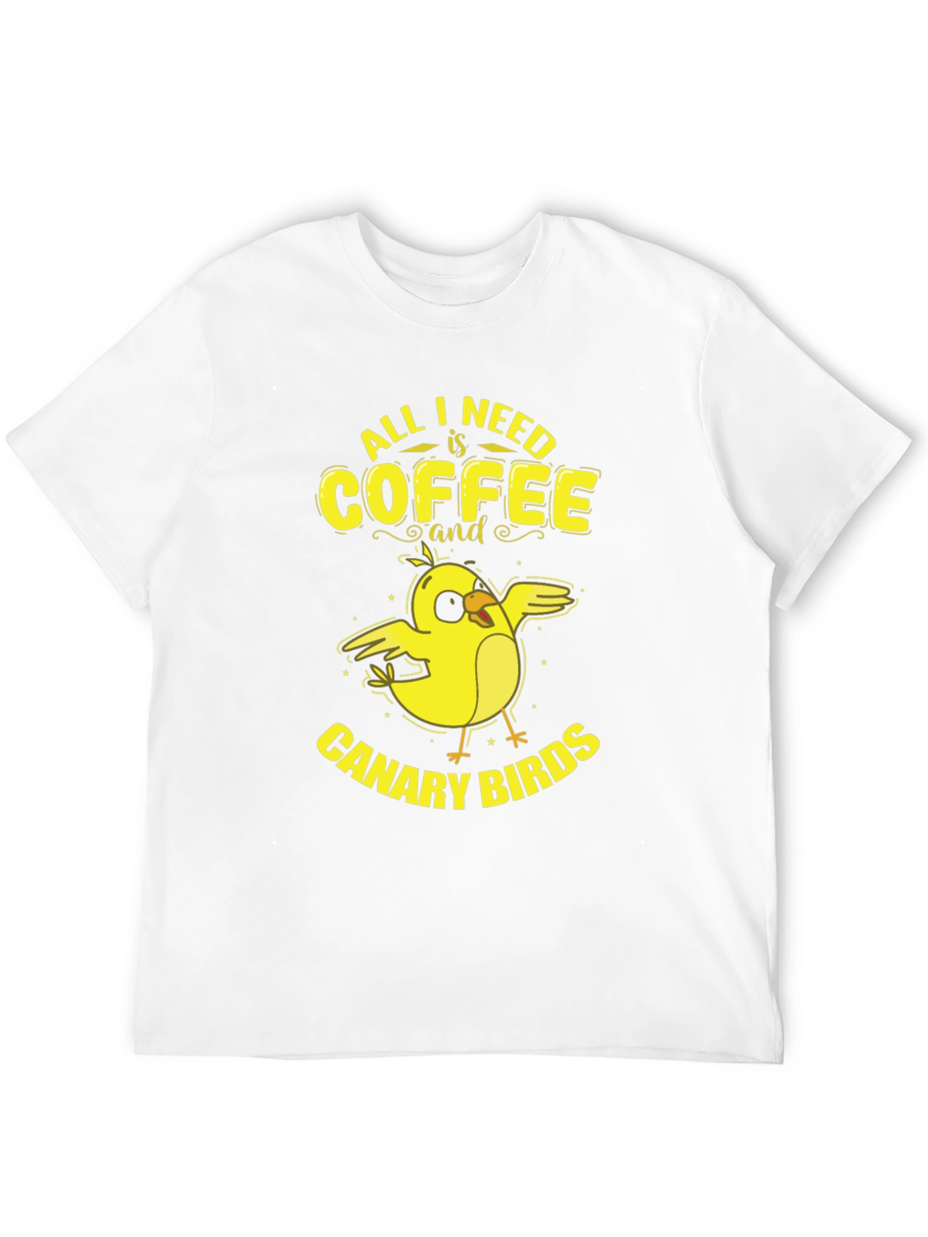 Coffee and Canary Birds Graphic T-Shirt