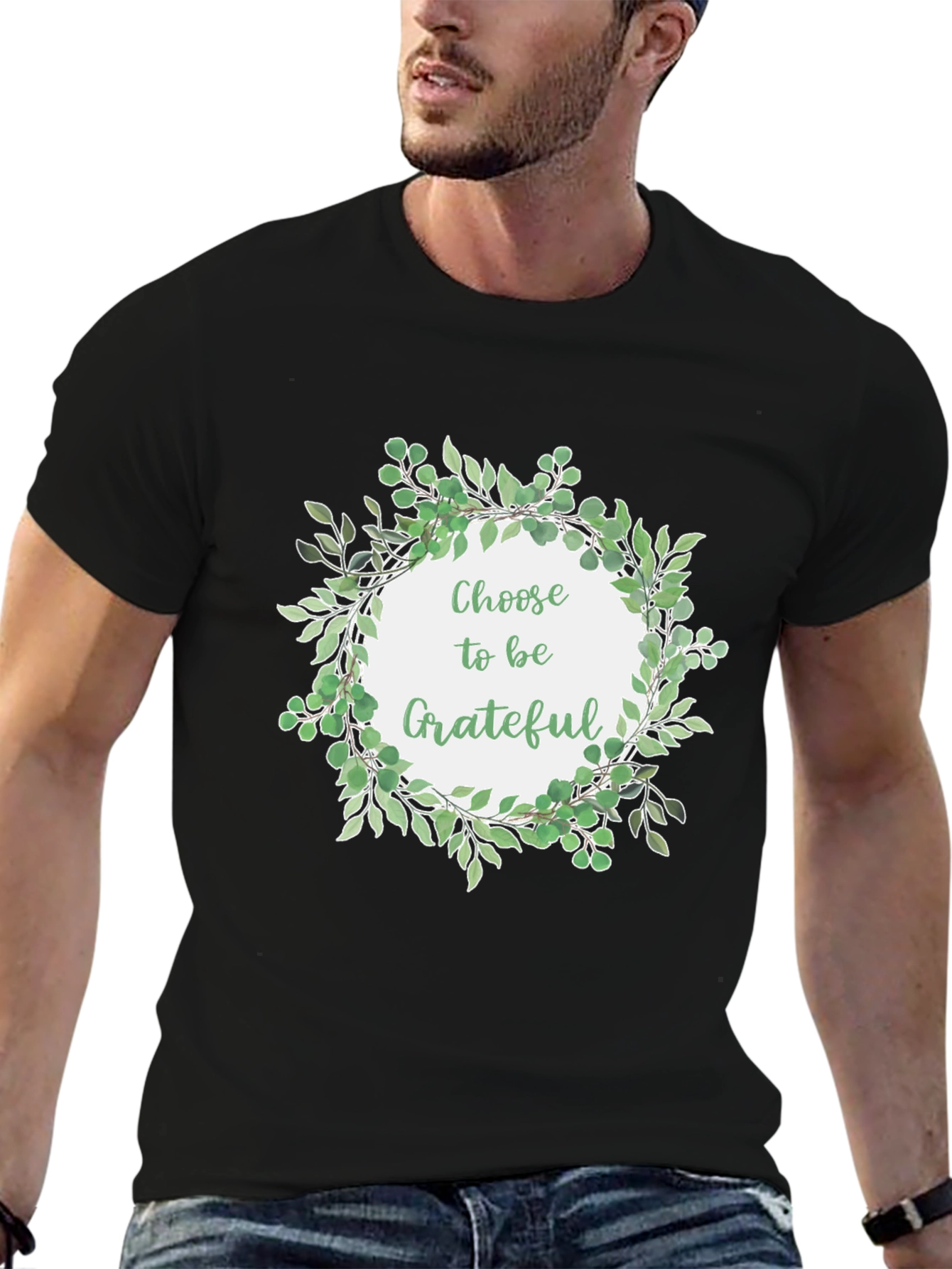 Grateful Wreath Graphic T-Shirt - Black