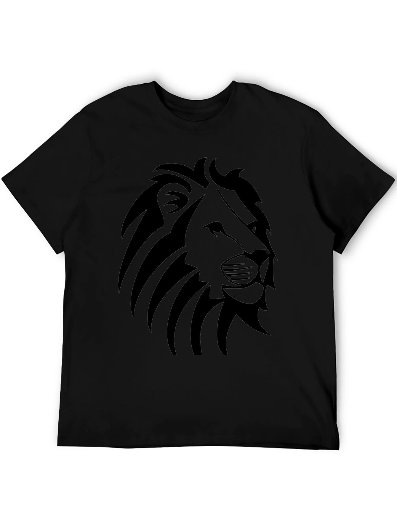 Lion Graphic Tee - Stylish Mens Black T-Shirt