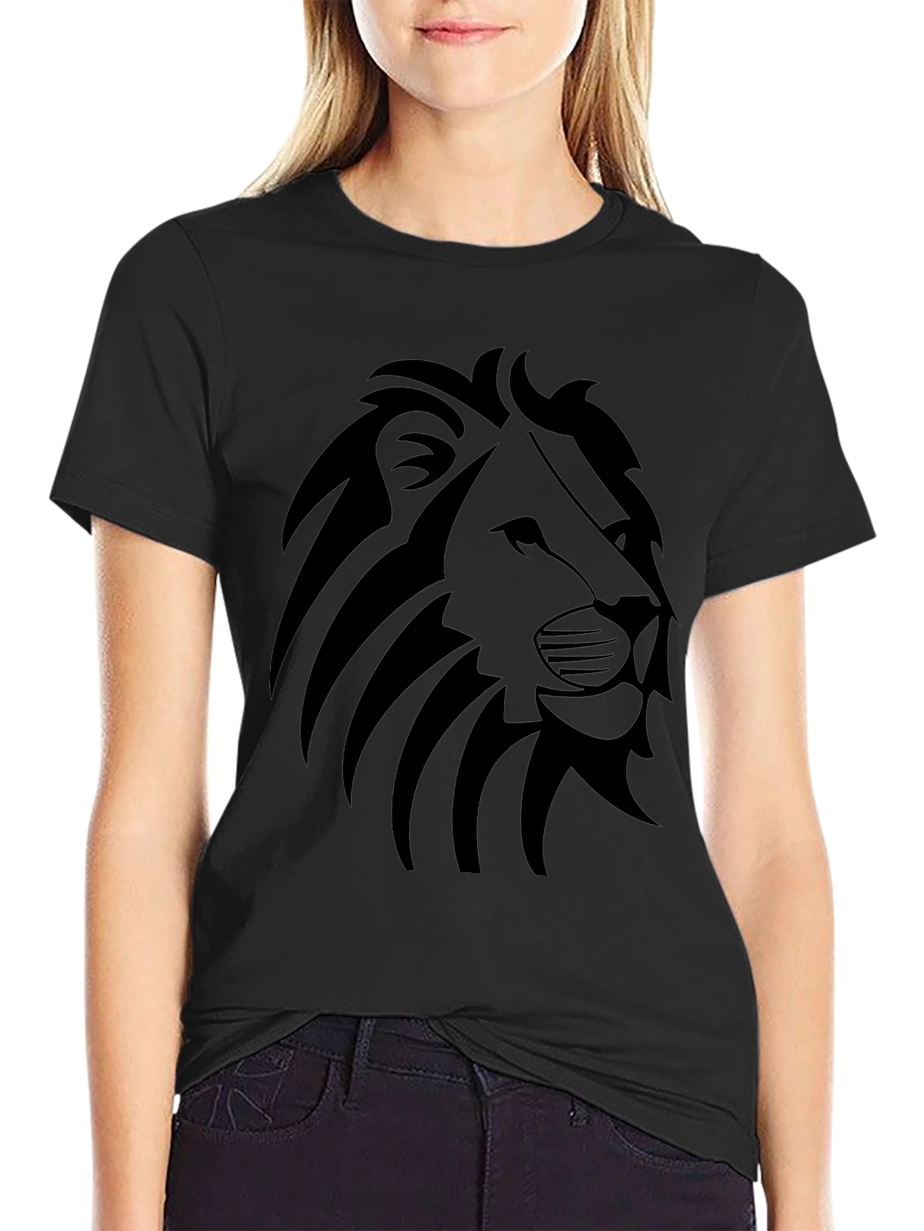 Lion Graphic Tee - Stylish Mens Black T-Shirt
