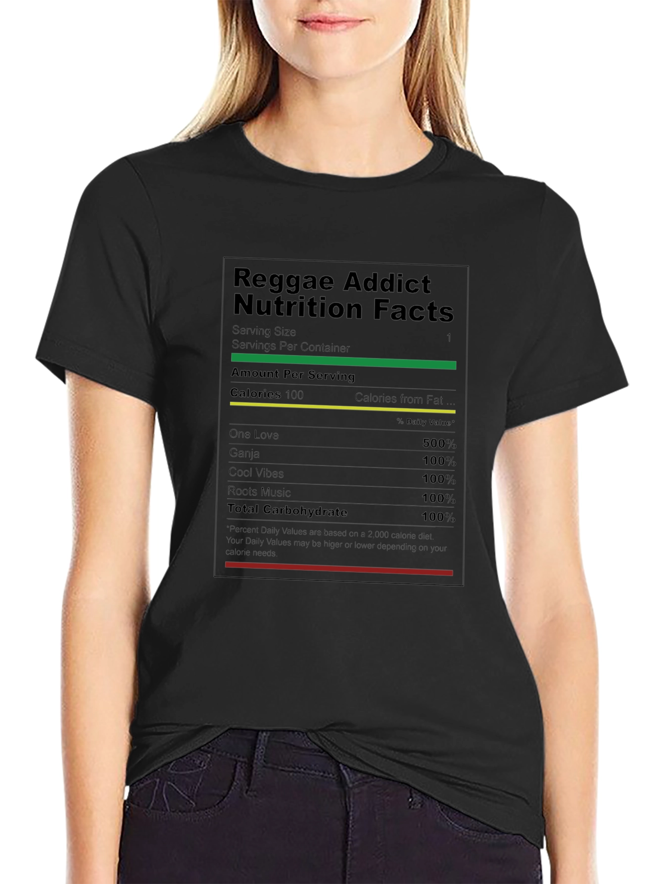 Reggae Addict Nutrition Facts T-Shirt - Black