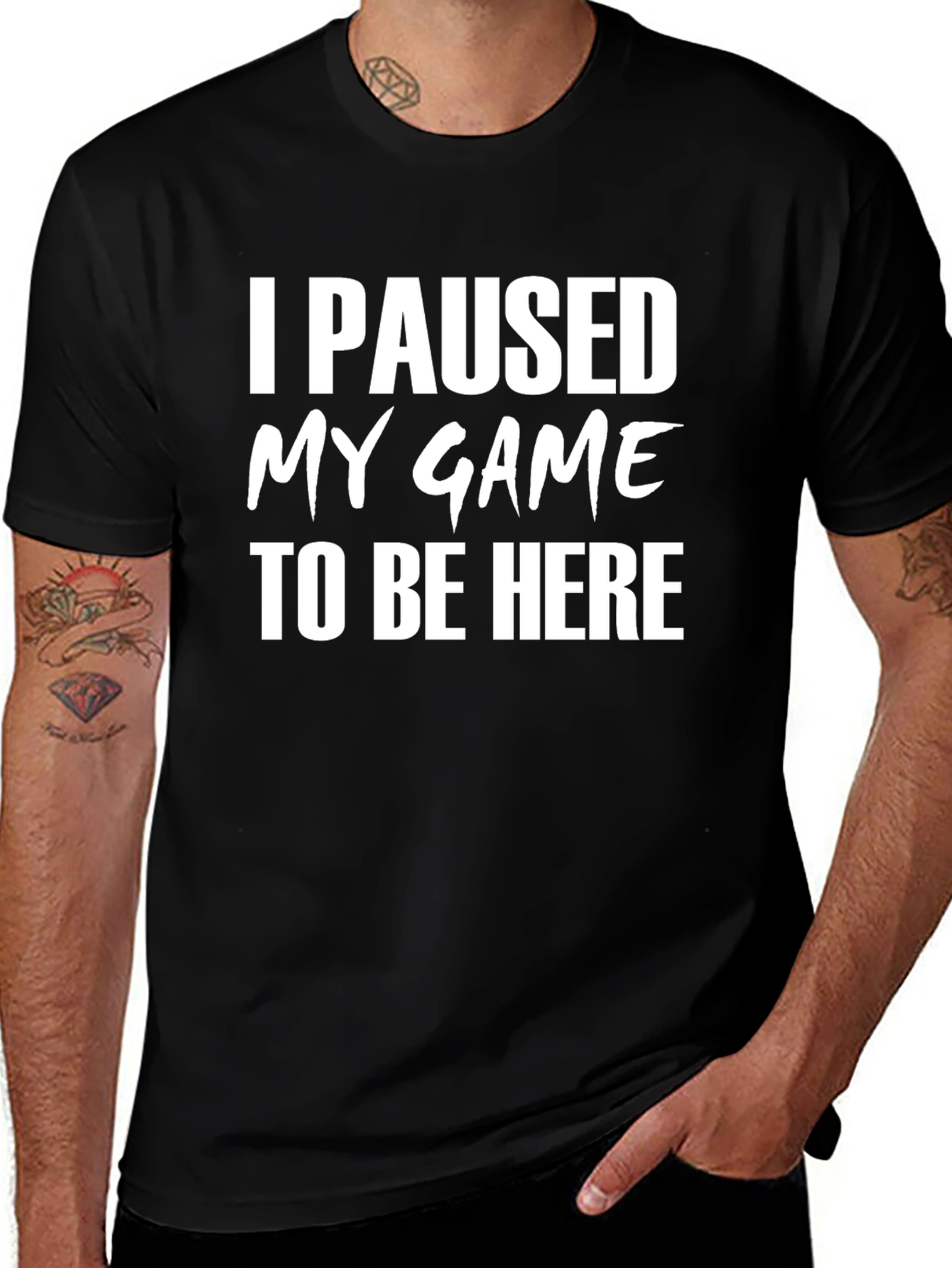 I Paused My Game To Be Here Black T-Shirt