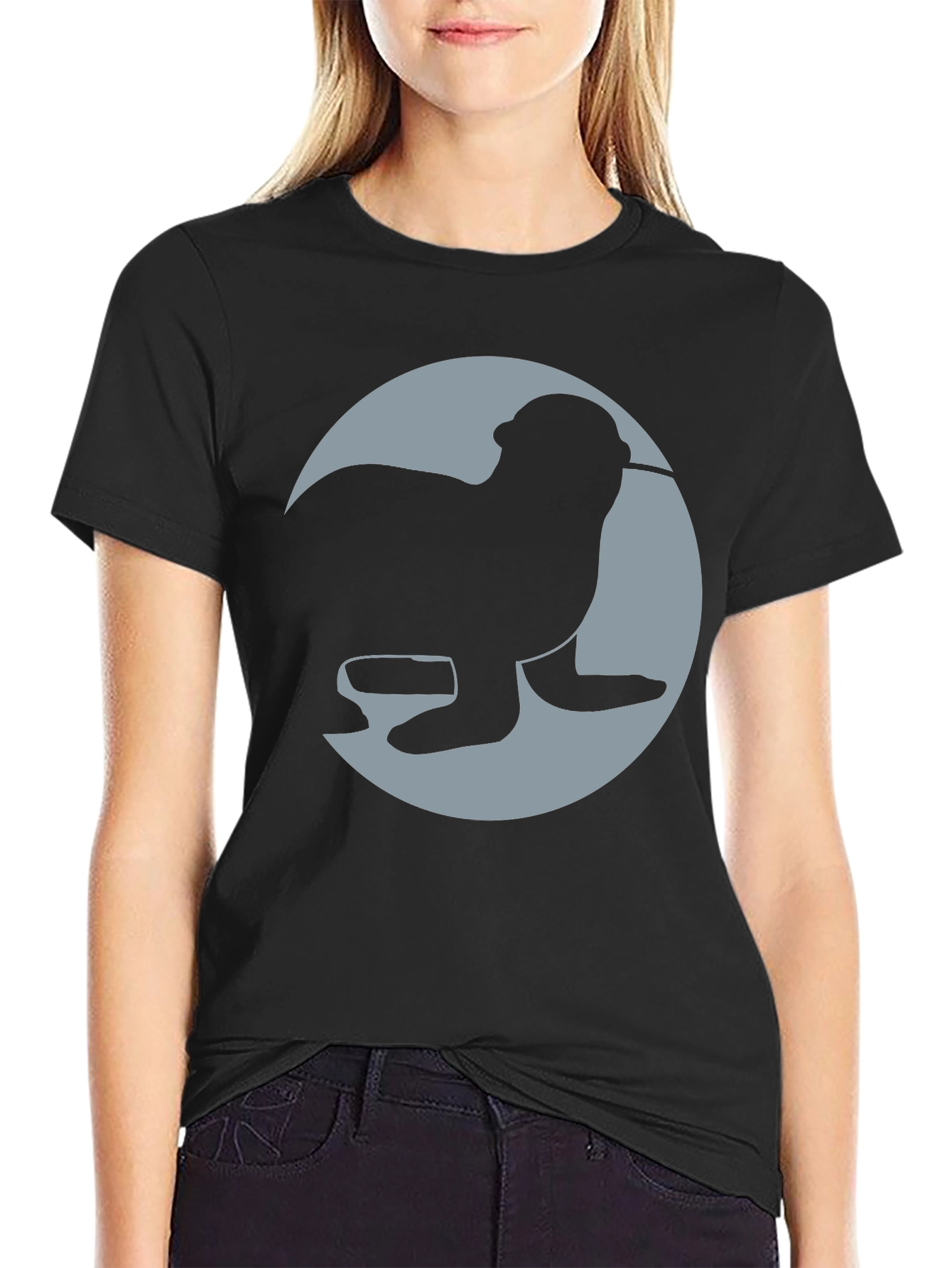 Seal Silhouette Graphic Tee - Black Casual Shirt
