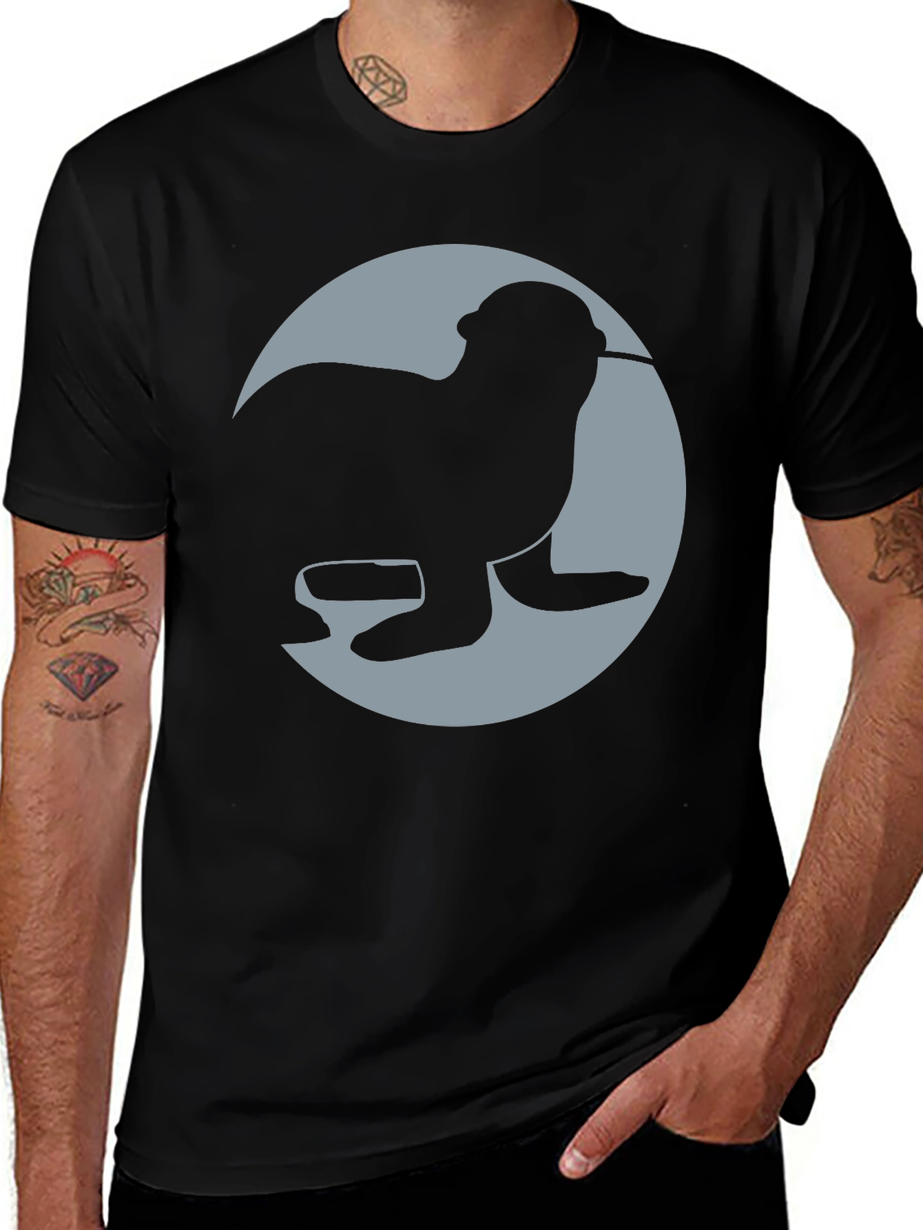 Seal Silhouette Graphic Tee - Black Casual Shirt