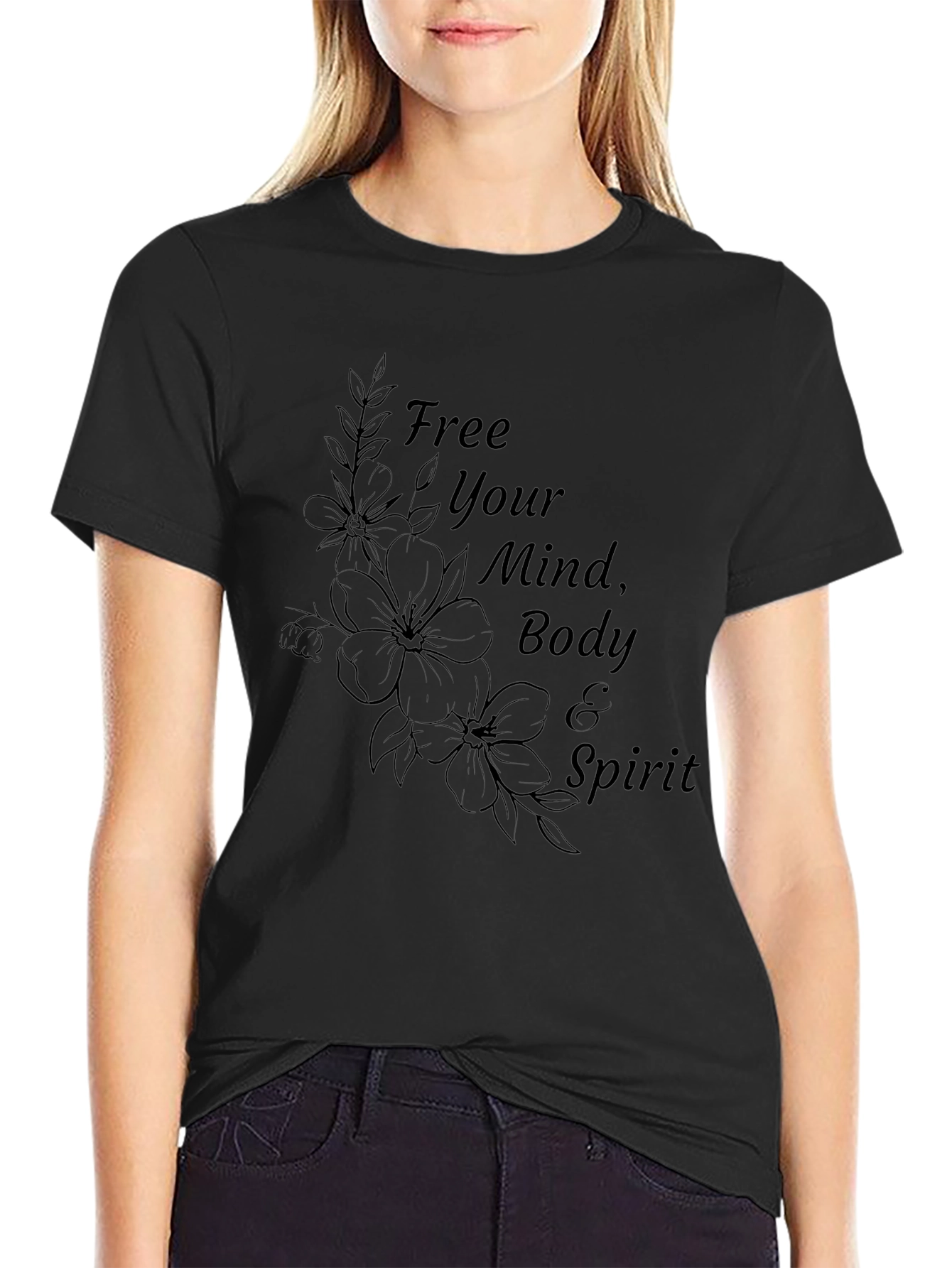 Free Your Mind Body & Spirit Black Graphic Tee
