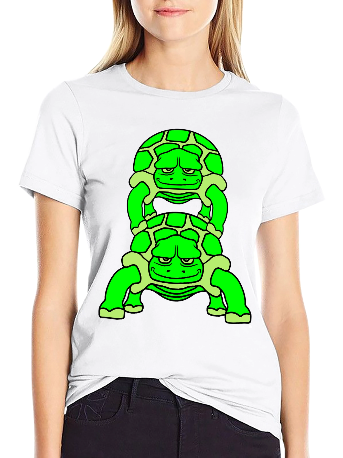 Stacked Turtle Graphic Tee - Unique Design