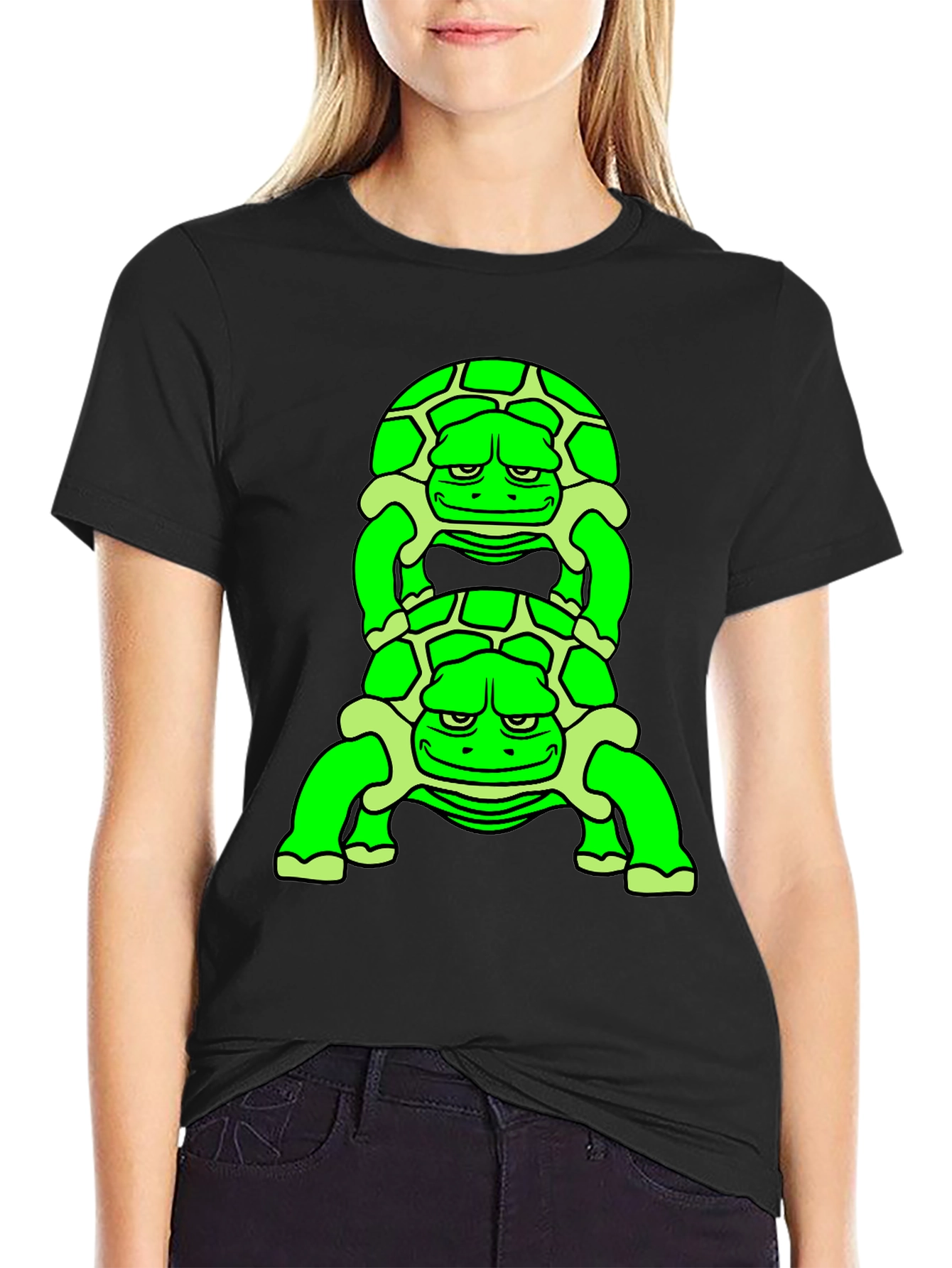 Stacked Turtle Graphic Tee - Unique Design
