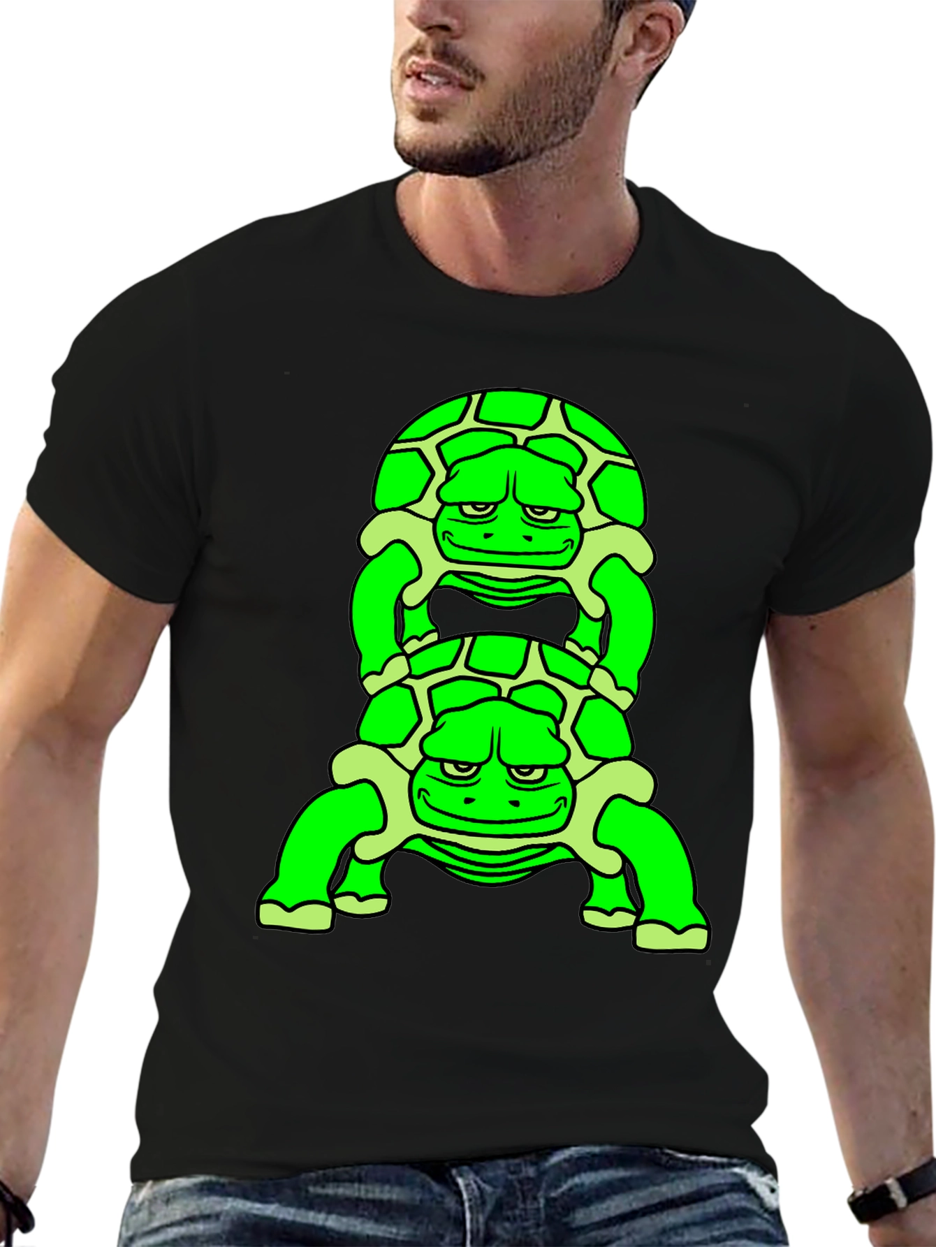 Stacked Turtle Graphic Tee - Unique Design