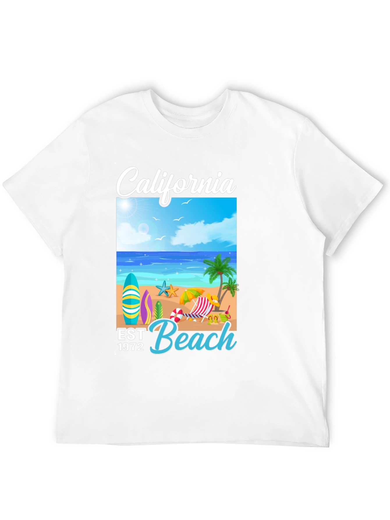 California Beach Est 1972 Black T-Shirt