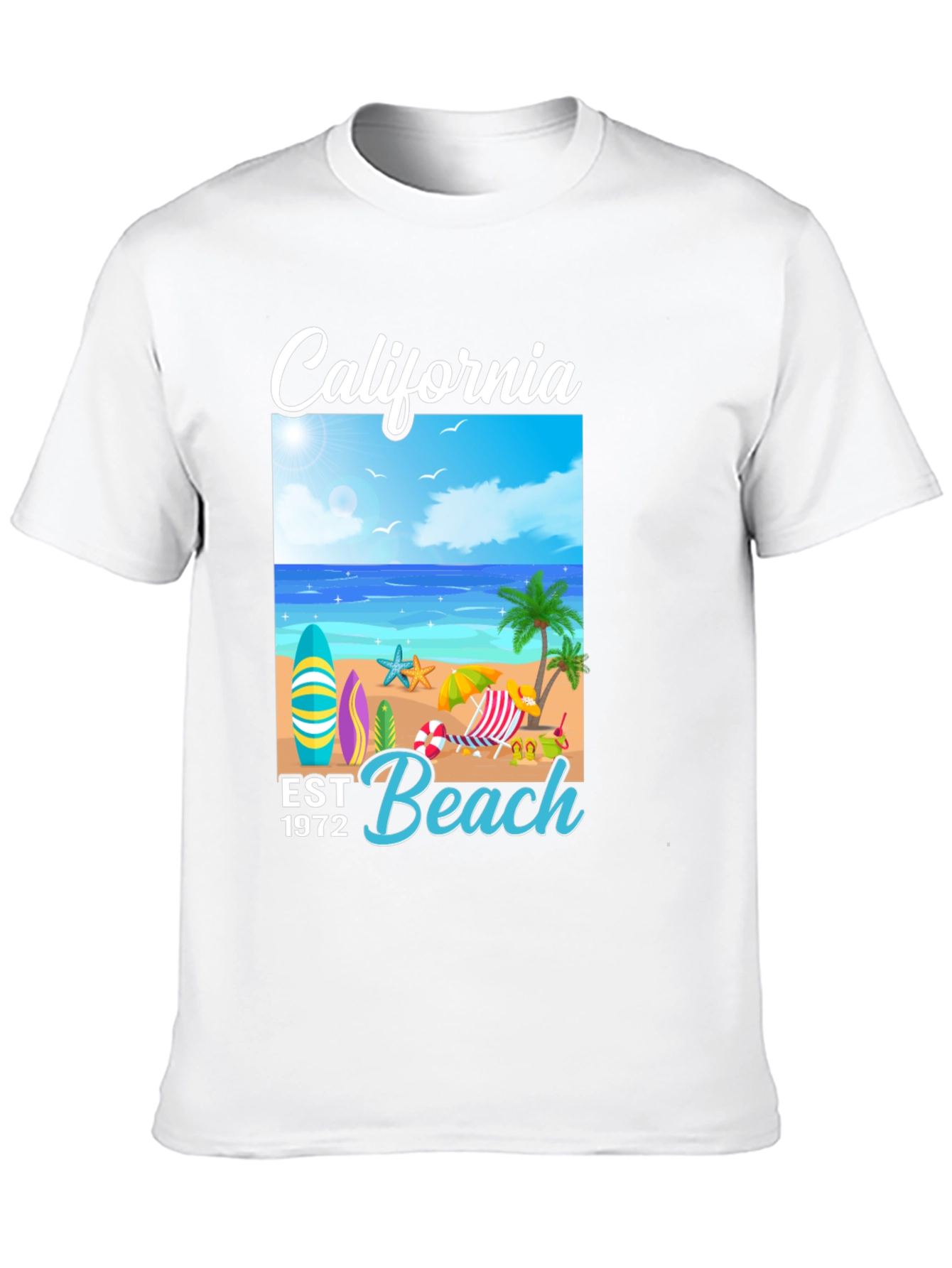 California Beach Est 1972 Black T-Shirt