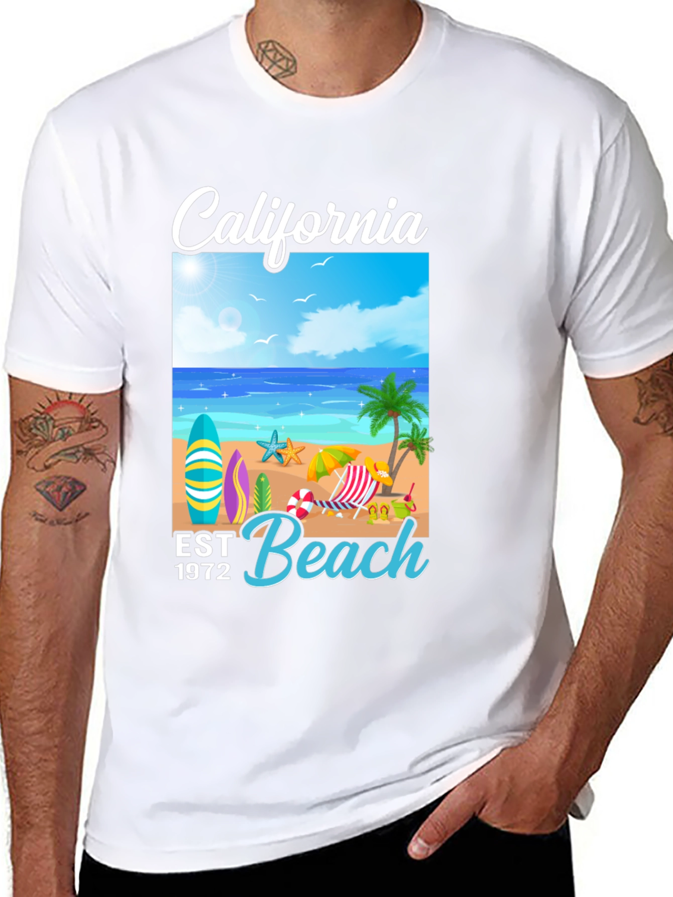 California Beach Est 1972 Black T-Shirt