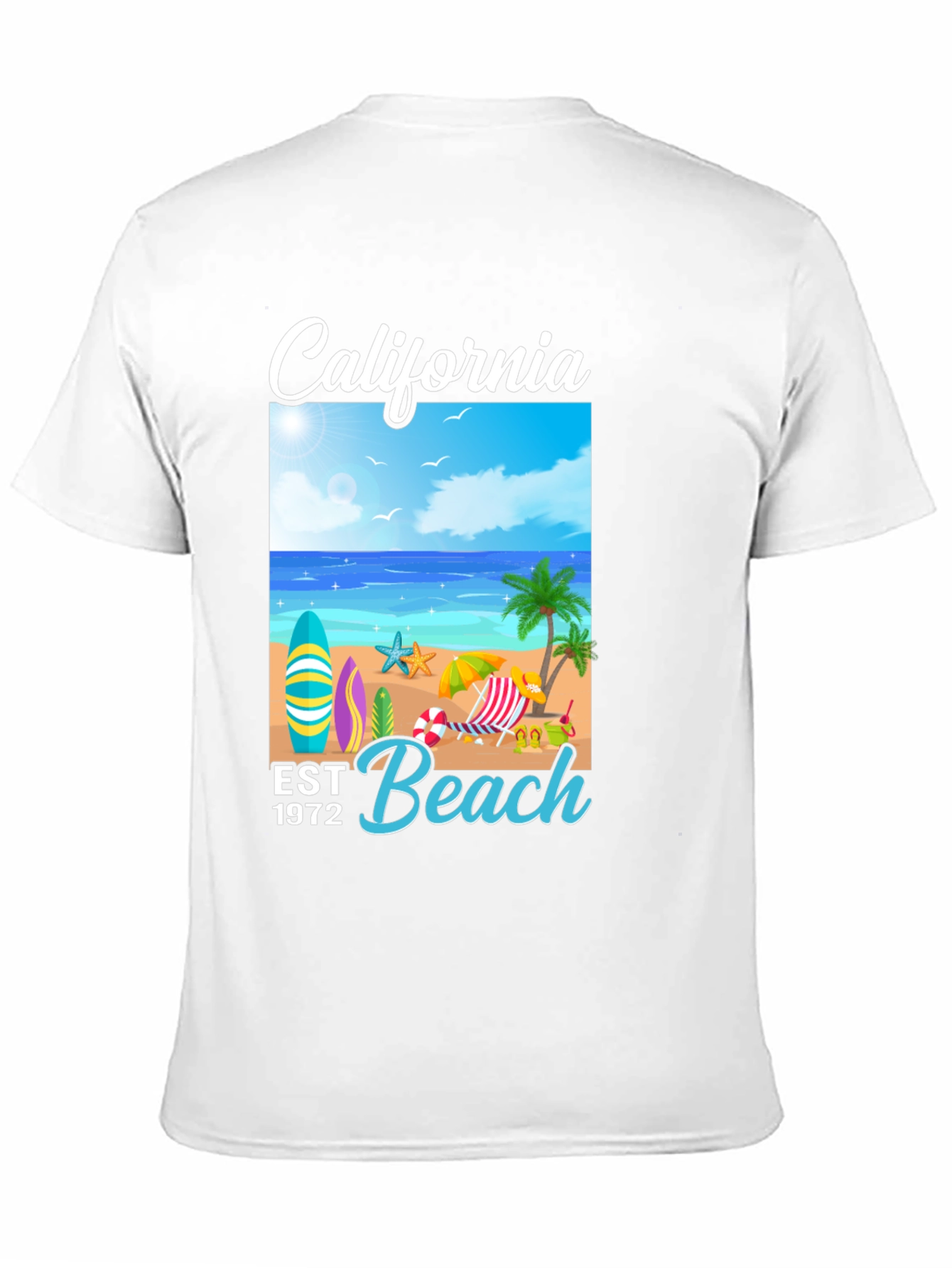California Beach Est 1972 Black T-Shirt