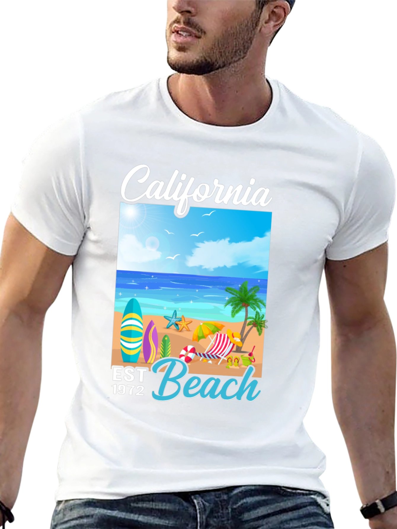 California Beach Est 1972 Black T-Shirt