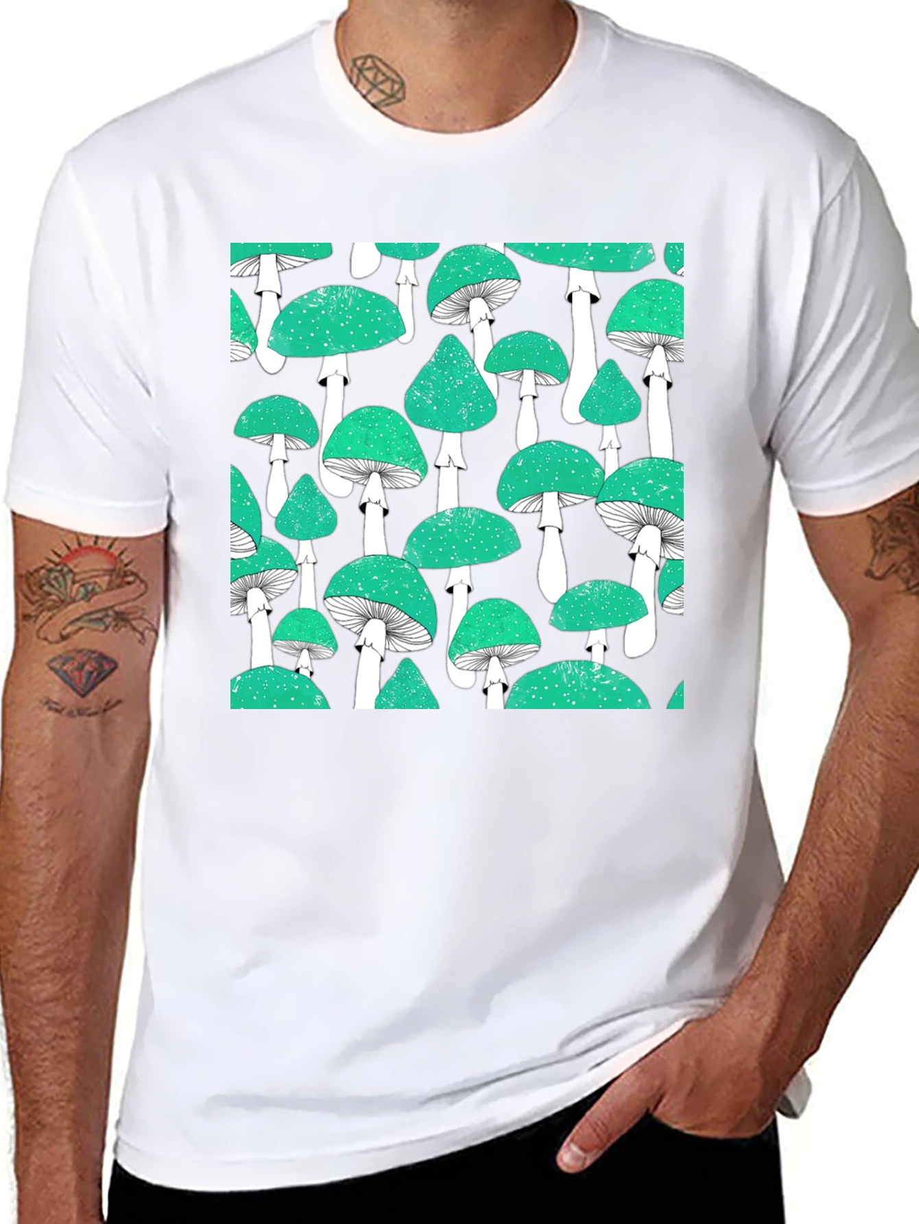 Mushroom Pattern Tee - Cool Graphic Print Shirt