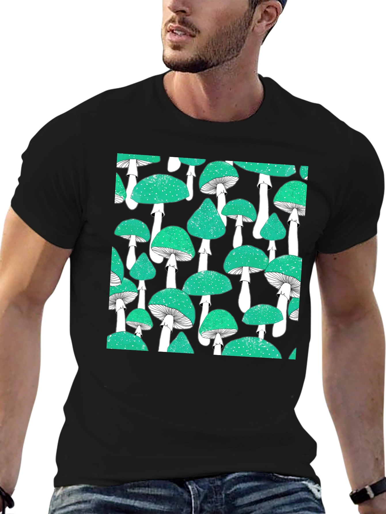 Mushroom Pattern Tee - Cool Graphic Print Shirt