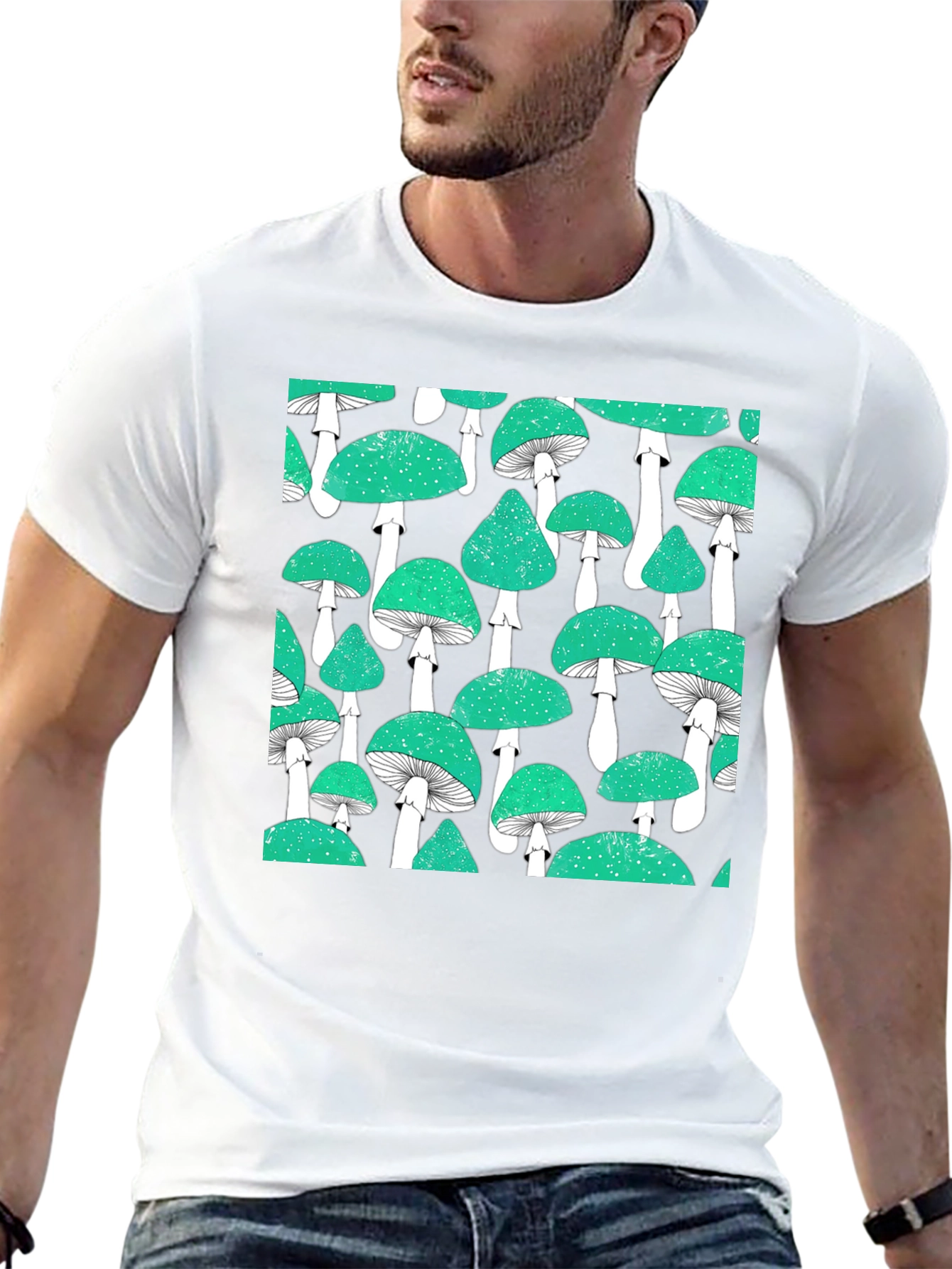 Mushroom Pattern Tee - Cool Graphic Print Shirt