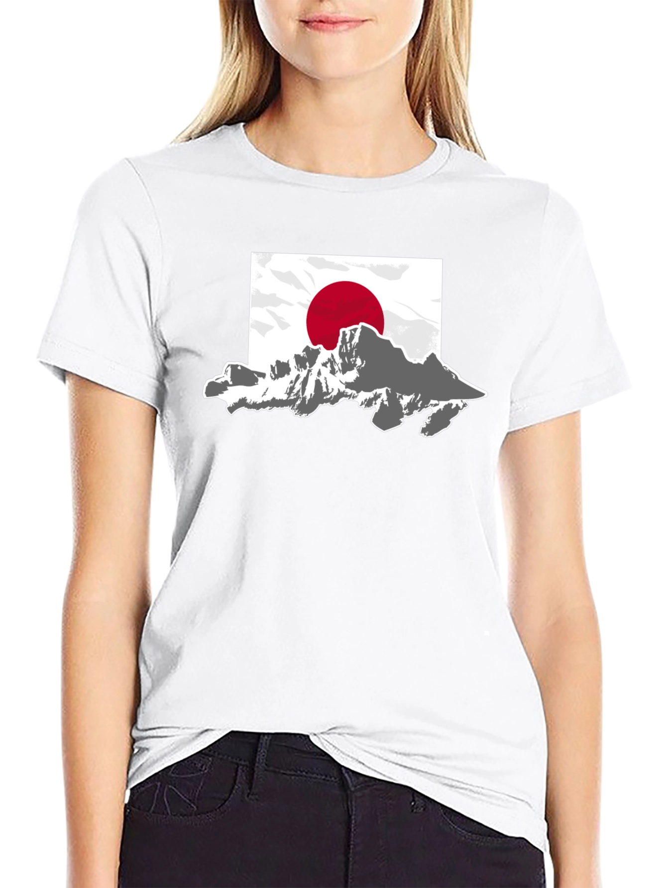 Japanese Mountain Flag Graphic T-Shirt