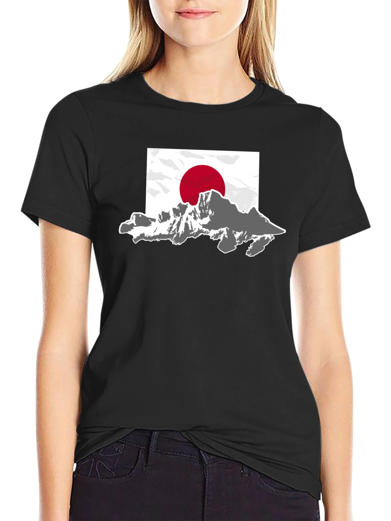Japanese Mountain Flag Graphic T-Shirt