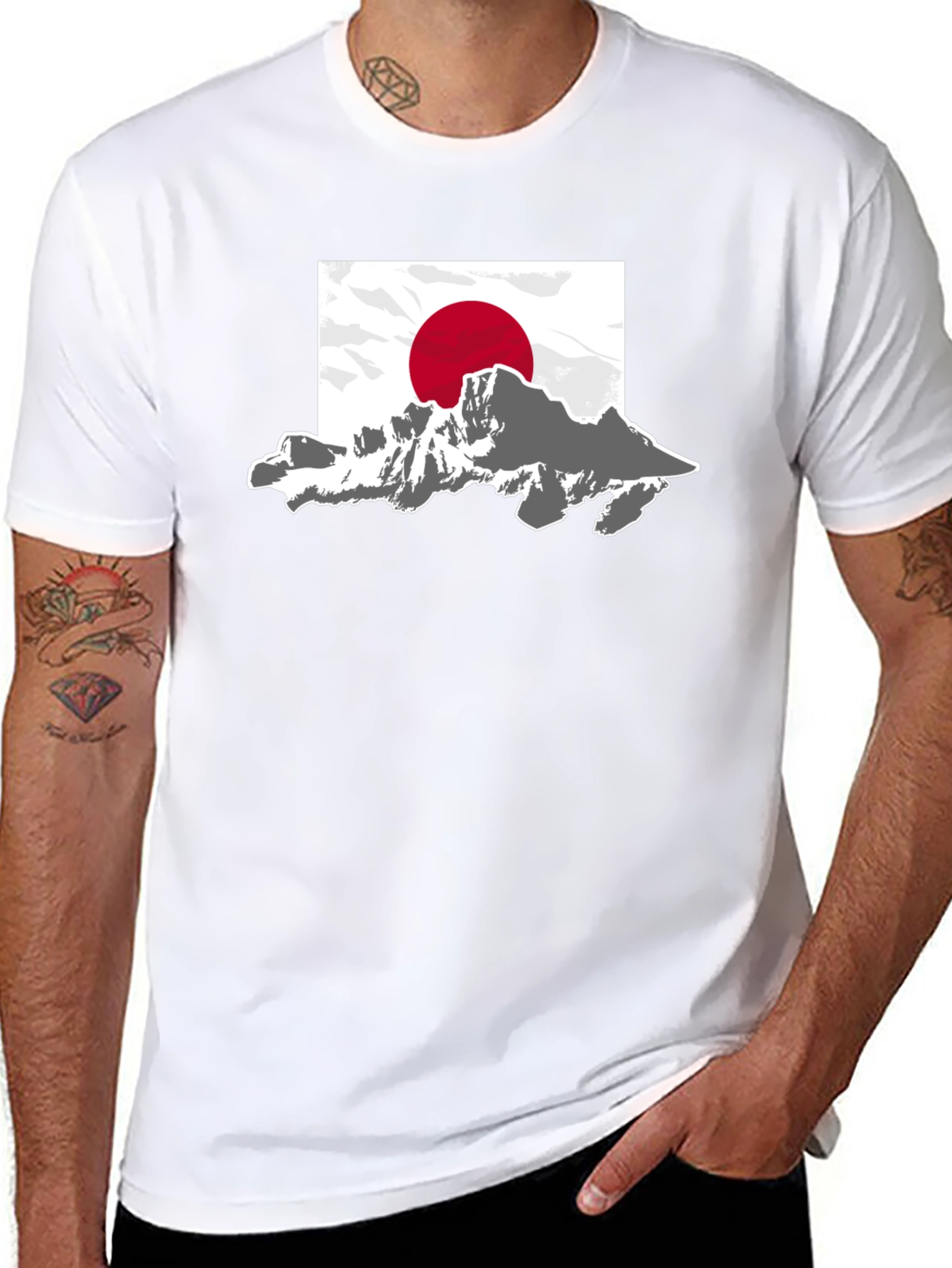 Japanese Mountain Flag Graphic T-Shirt