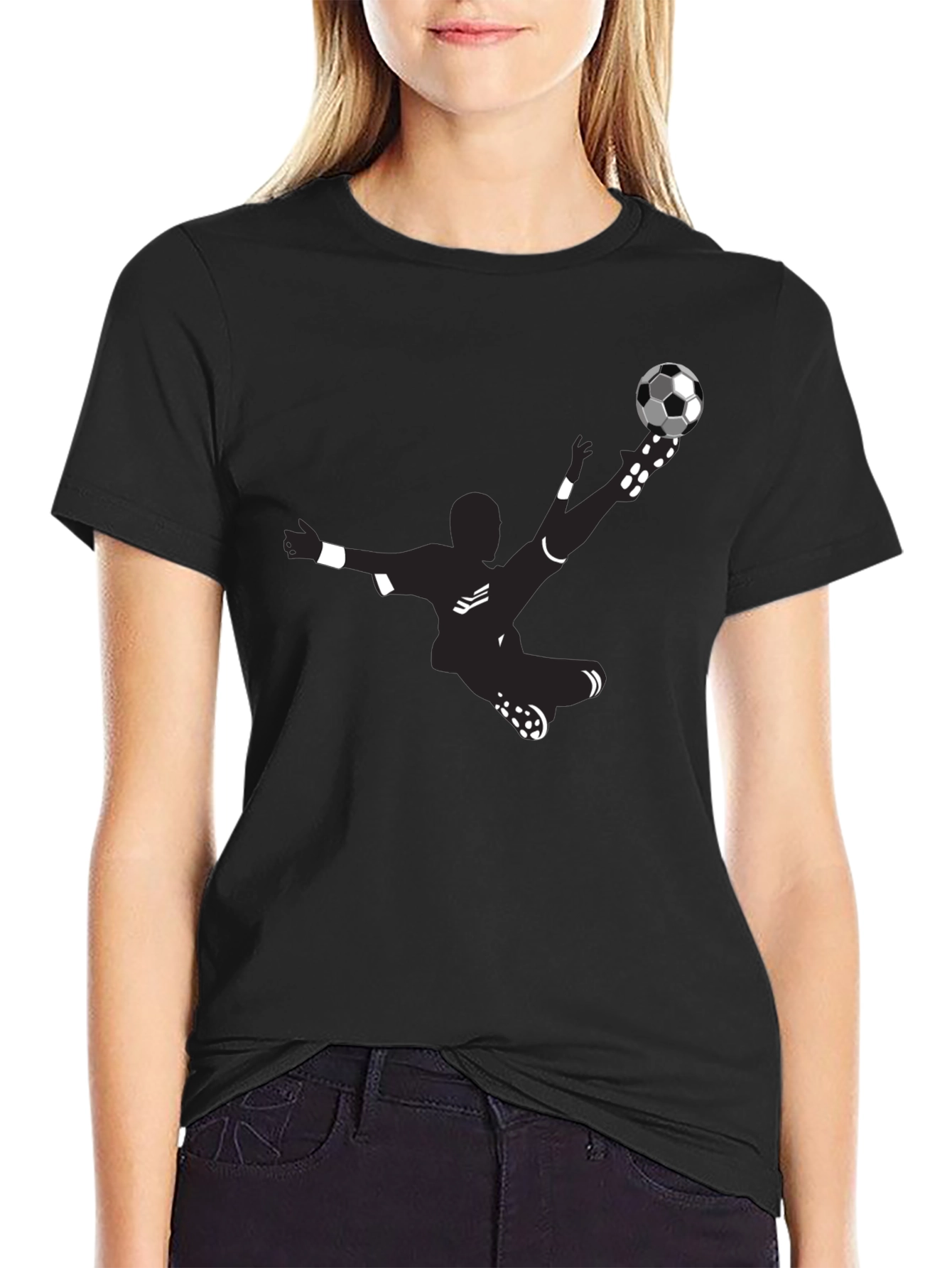 Soccer Kick Graphic Tee - Black Cotton Blend