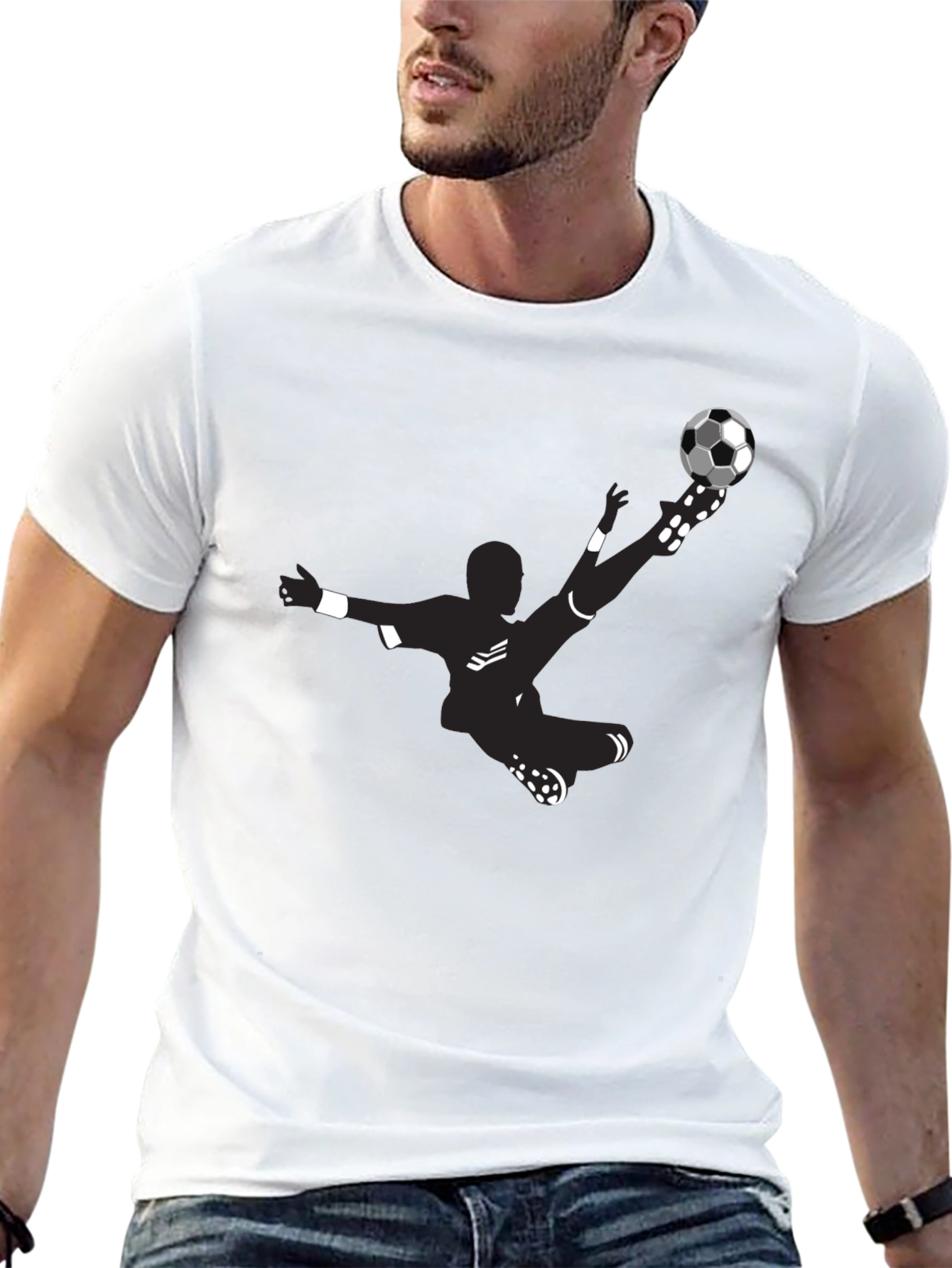 Soccer Kick Graphic Tee - Black Cotton Blend