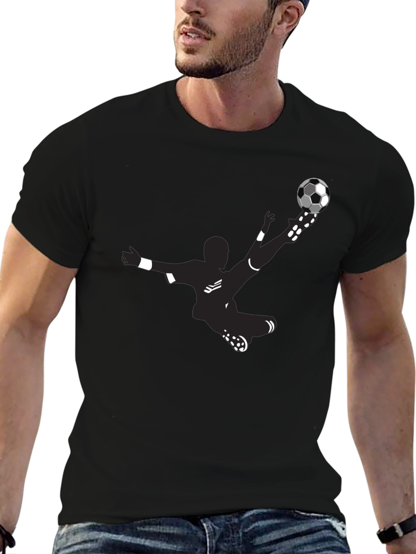 Soccer Kick Graphic Tee - Black Cotton Blend