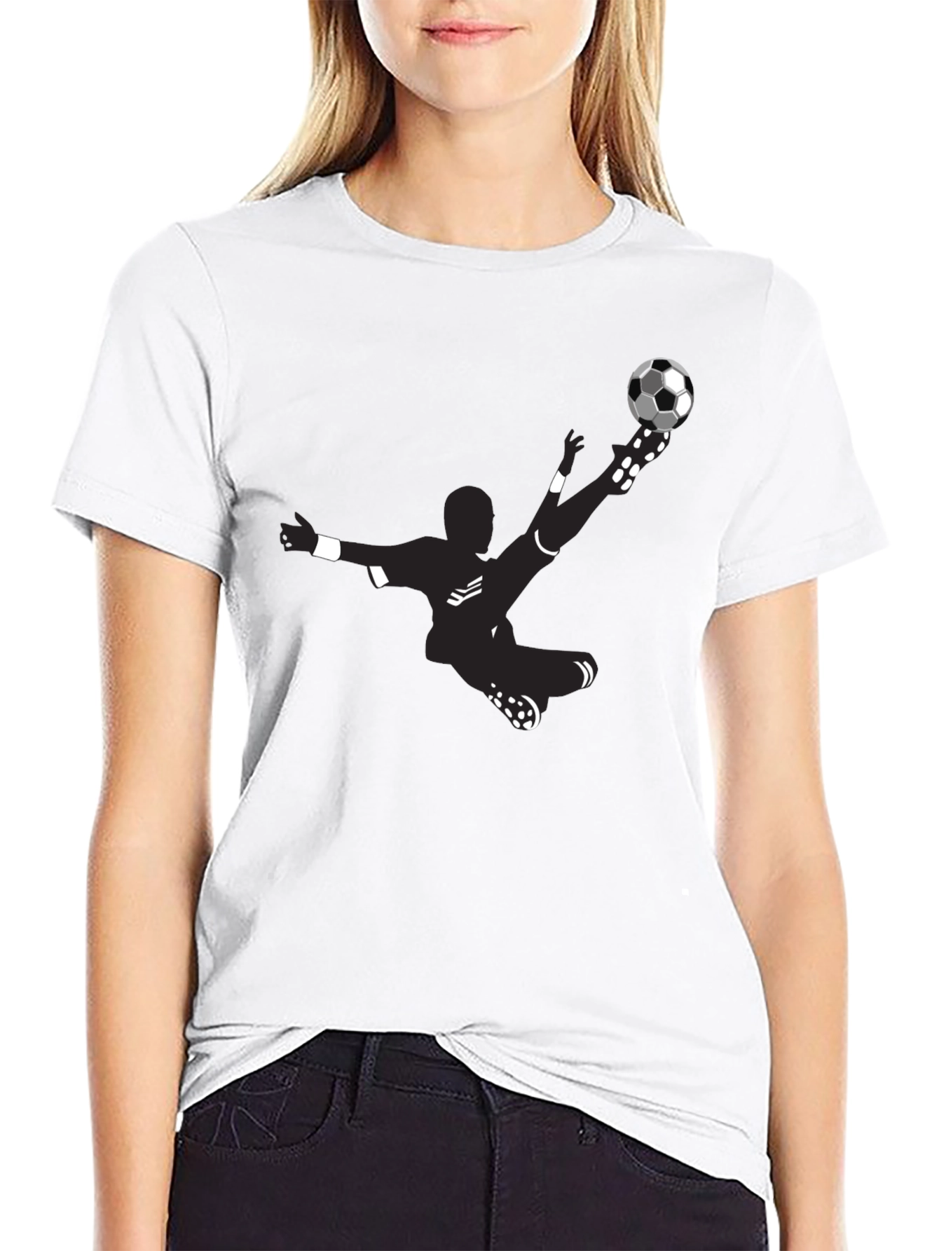 Soccer Kick Graphic Tee - Black Cotton Blend