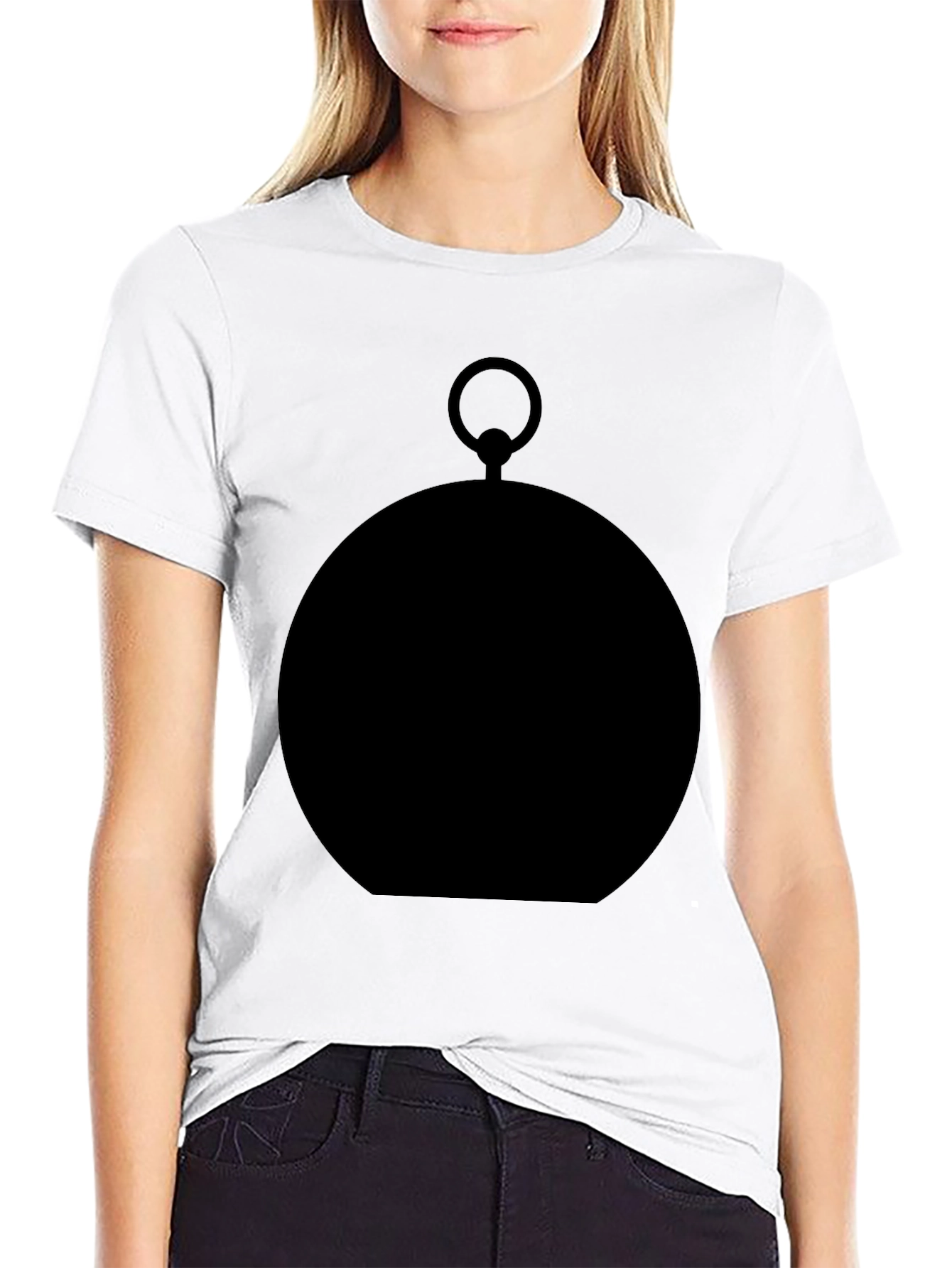 Mens Black Graphic Tee - Pocket Watch Silhouette