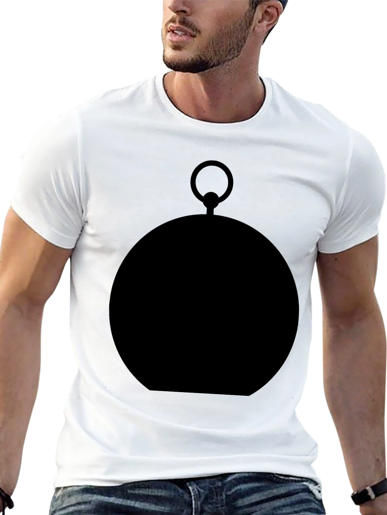 Mens Black Graphic Tee - Pocket Watch Silhouette