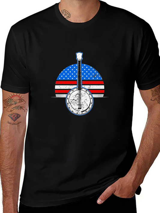 Banjo American Flag T-Shirt - Music Patriotic Tee